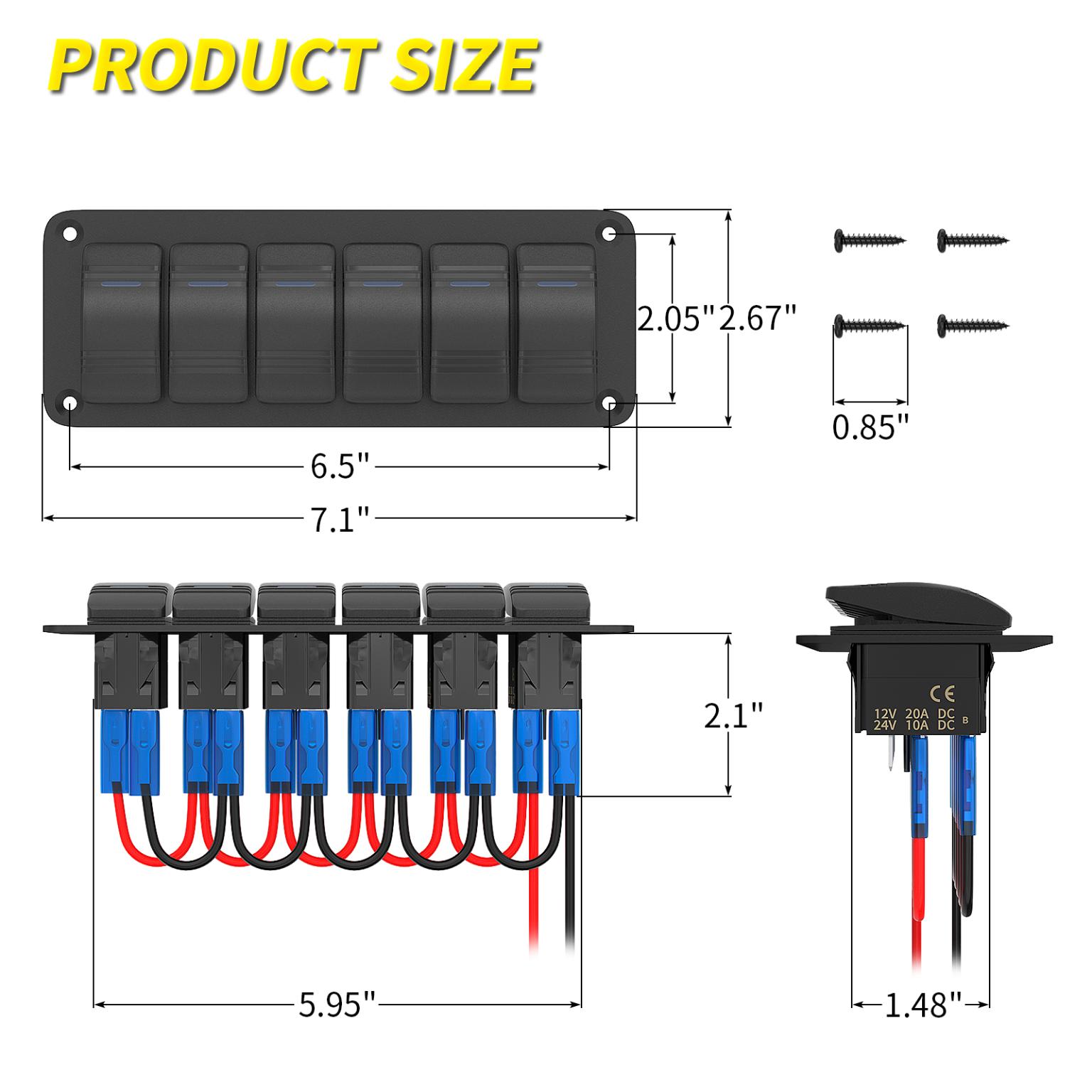 PN-1816-A11813ABL 6 Gang Rocker Switch Panel - DAIER
