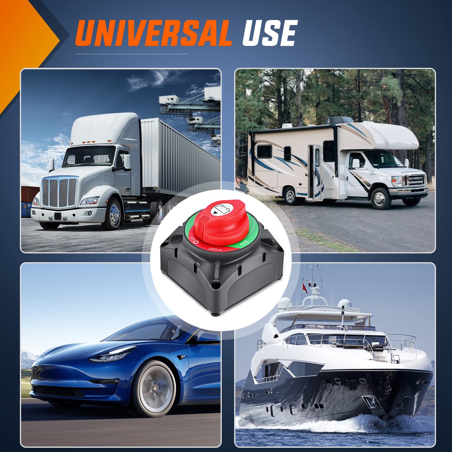 ASW-A720S Heavy Duty 600A 12V-48V 4 Positions 1-2-Both-OFF Dual Battery Switch