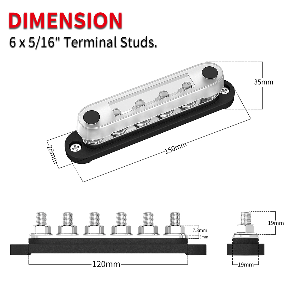 BB150-T6M8-C Automotive Electrical Bus Bar Dimension