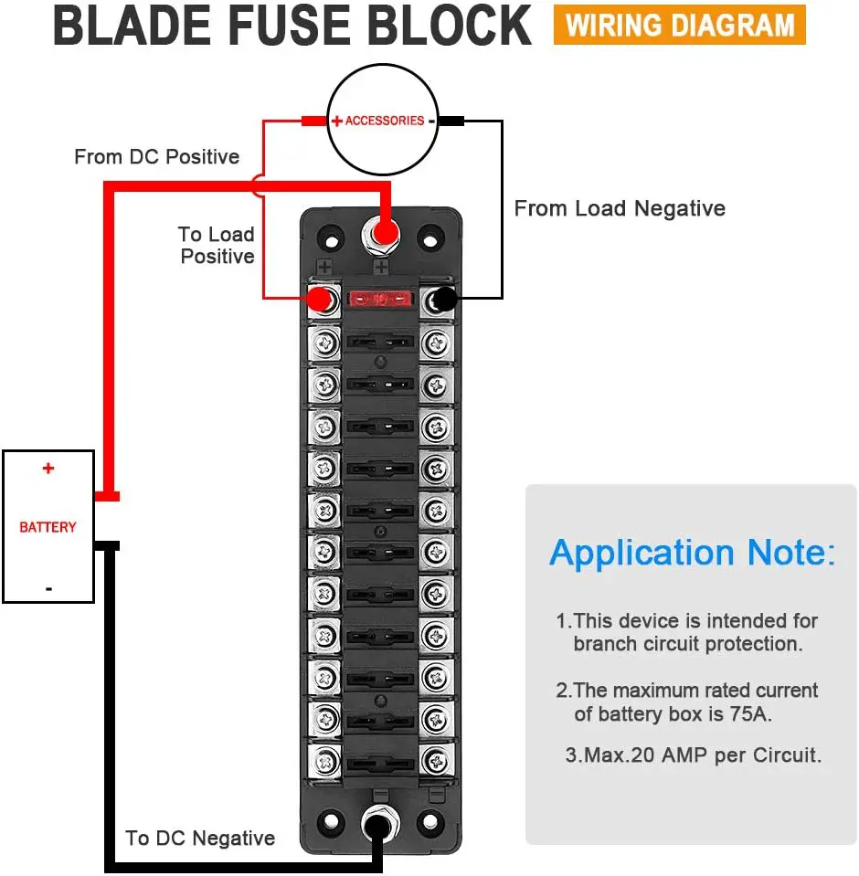 FB-1902 12 Way Fuse Block With Negative Bus - DAIER