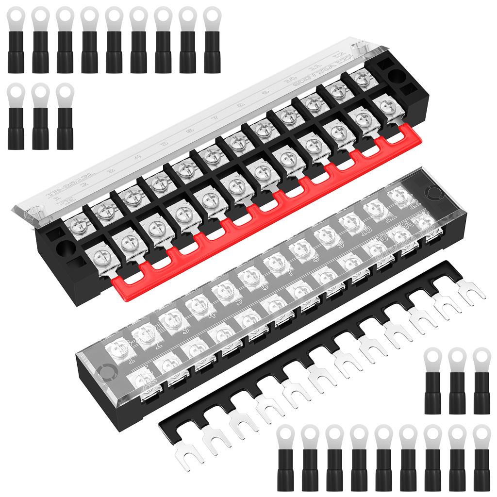 Row 1 Block Uxcell TB-1512L Sourcingmap 10 Pcs 12 Positions Dual Rows 600V 15A Wire ...