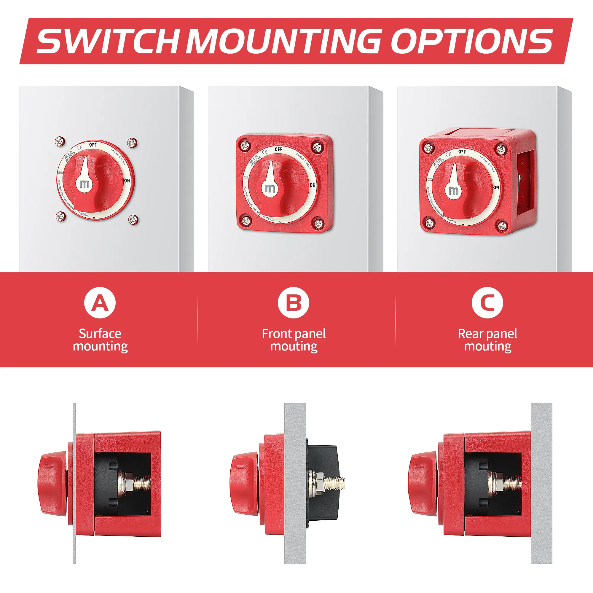 M-Type Mini Single Circuit ON-OFF Battery Switch With Knob - DAIER