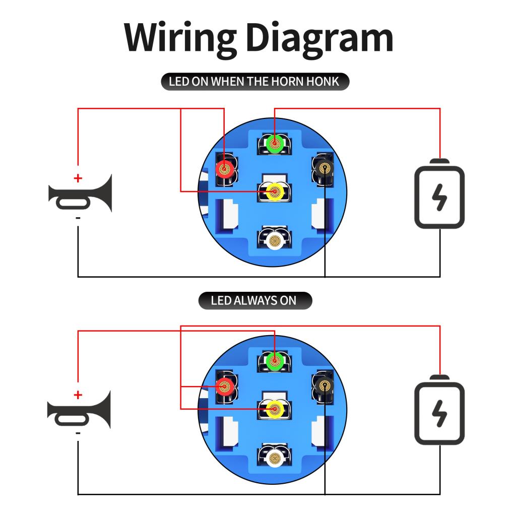 16mm High Button Momentary LED Lighted Push Button Horn Switch - DAIER