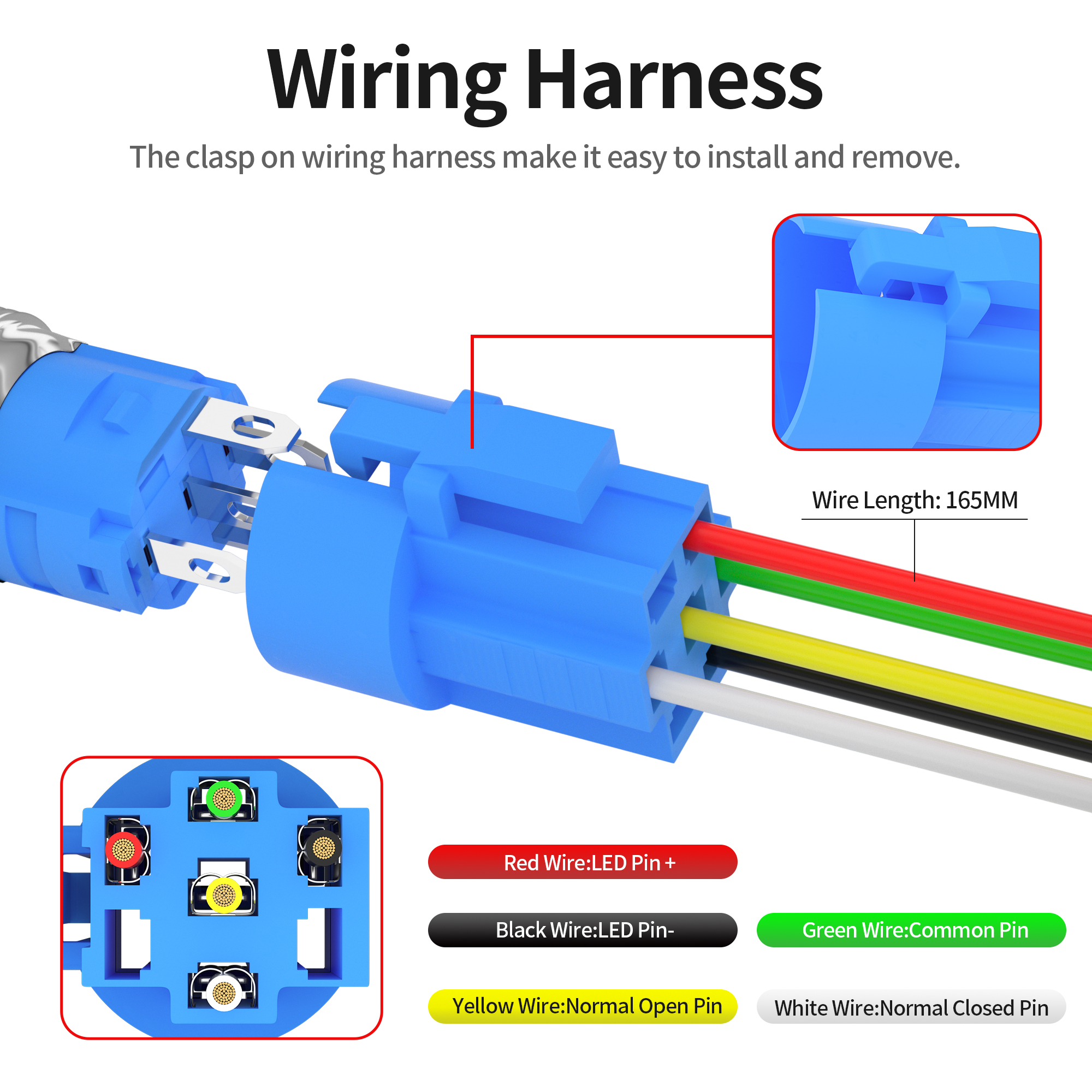 LAS3-16H-11EM-A/N-HORN 16mm High Button Momentary LED Lighted Push Button Horn Switch