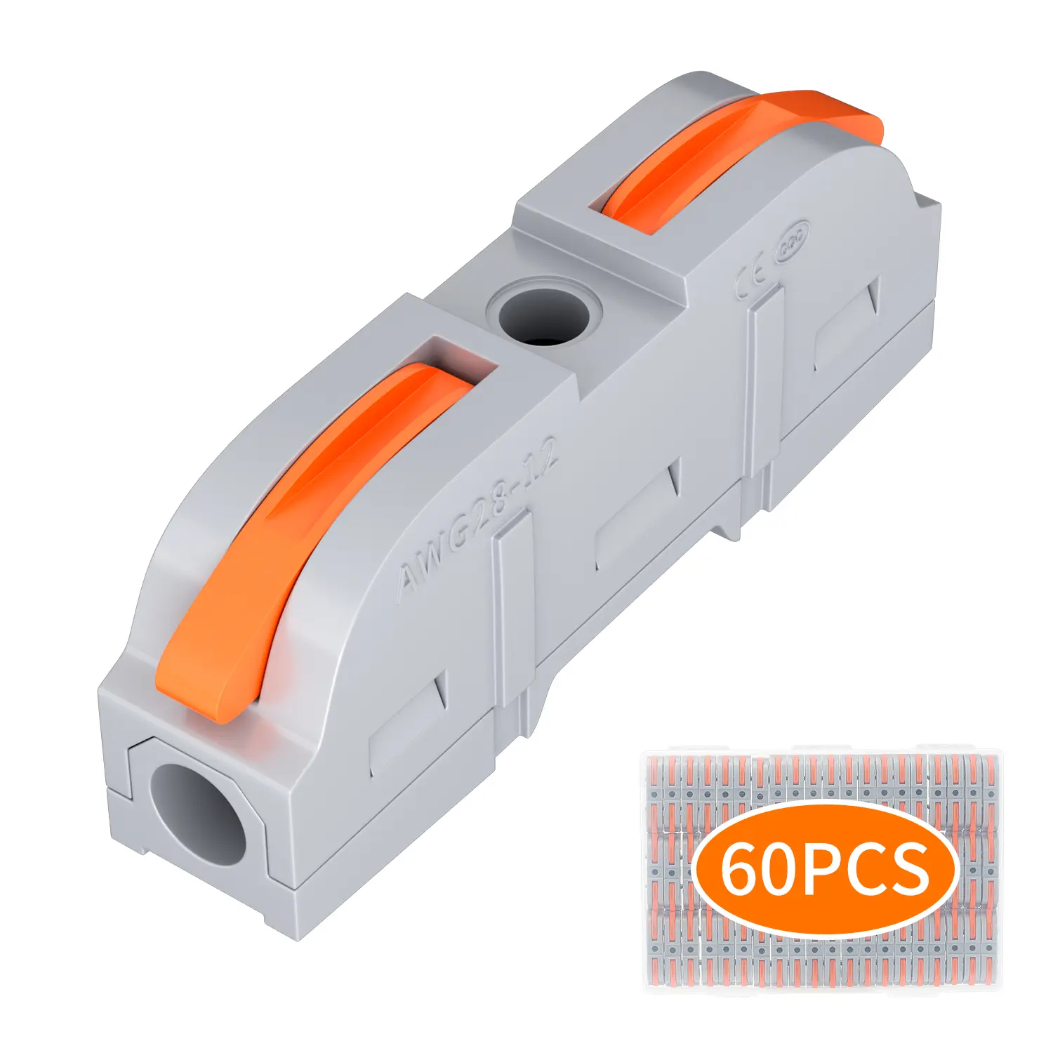 60PCS 1 To 1 Inline Lever Wiring Connectors Kit For 28AWG
