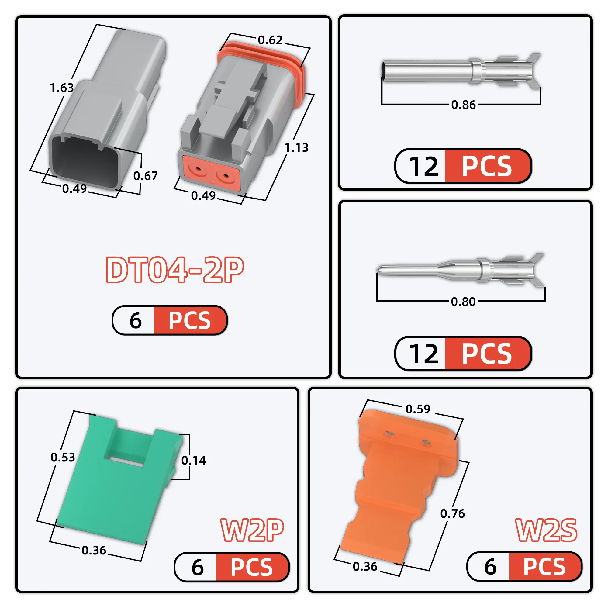 Connecteurs 2 Broches Avec Bornes Cuivre - Pour Câbles 18-24 AWG, Gaine Thermorétractable 2:1 - Lot Neuf