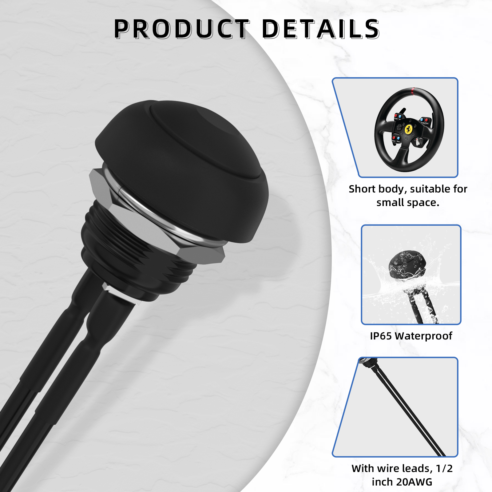 PBS-33B 12mm Momentary Mini Round Push Button Switch with Pre-Wired