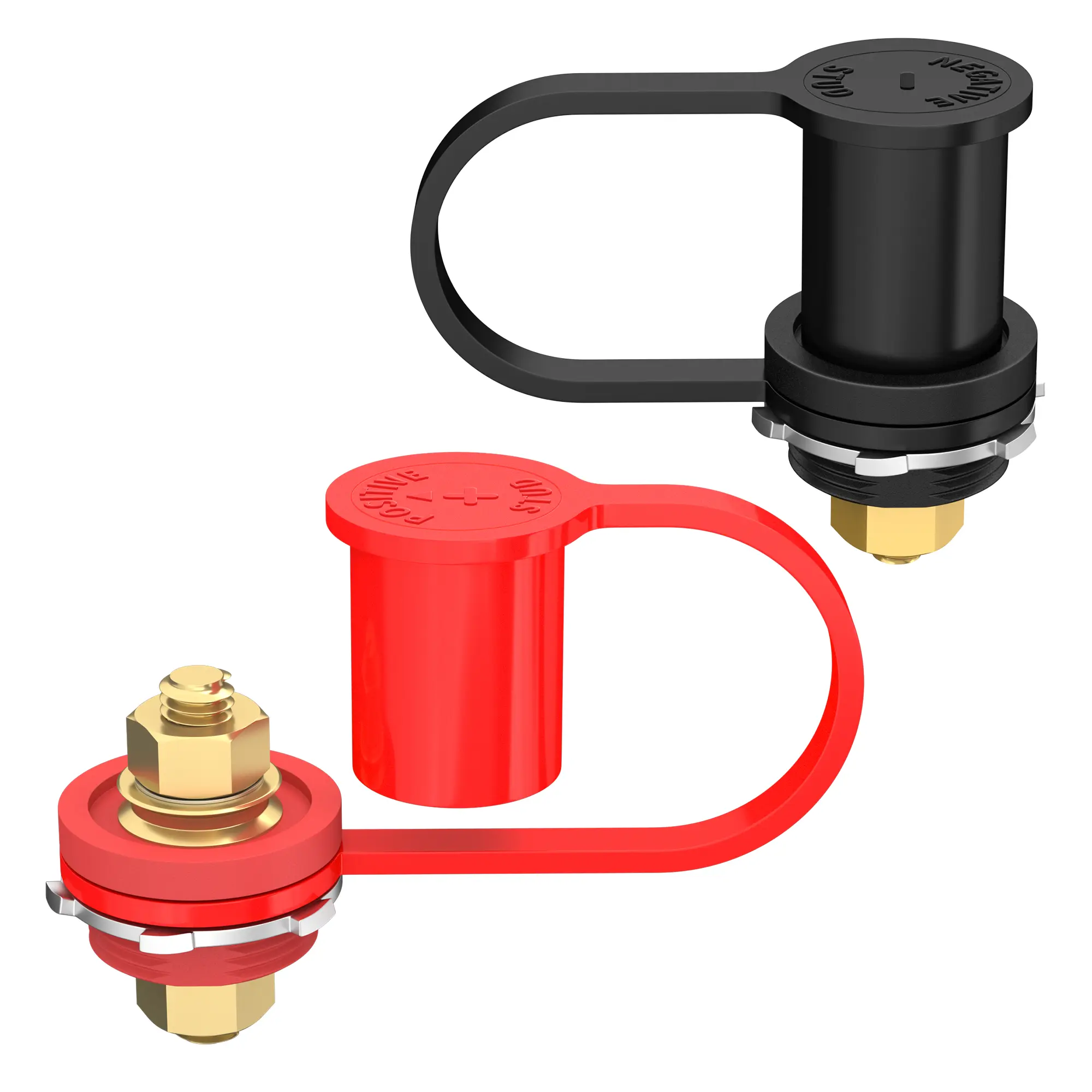 thumbnail image 2 of 3/8" Thru-Panel Stud Battery Terminals - Positive & Negative Firewall/Bulkhead Connectors (200A) 2 of 12