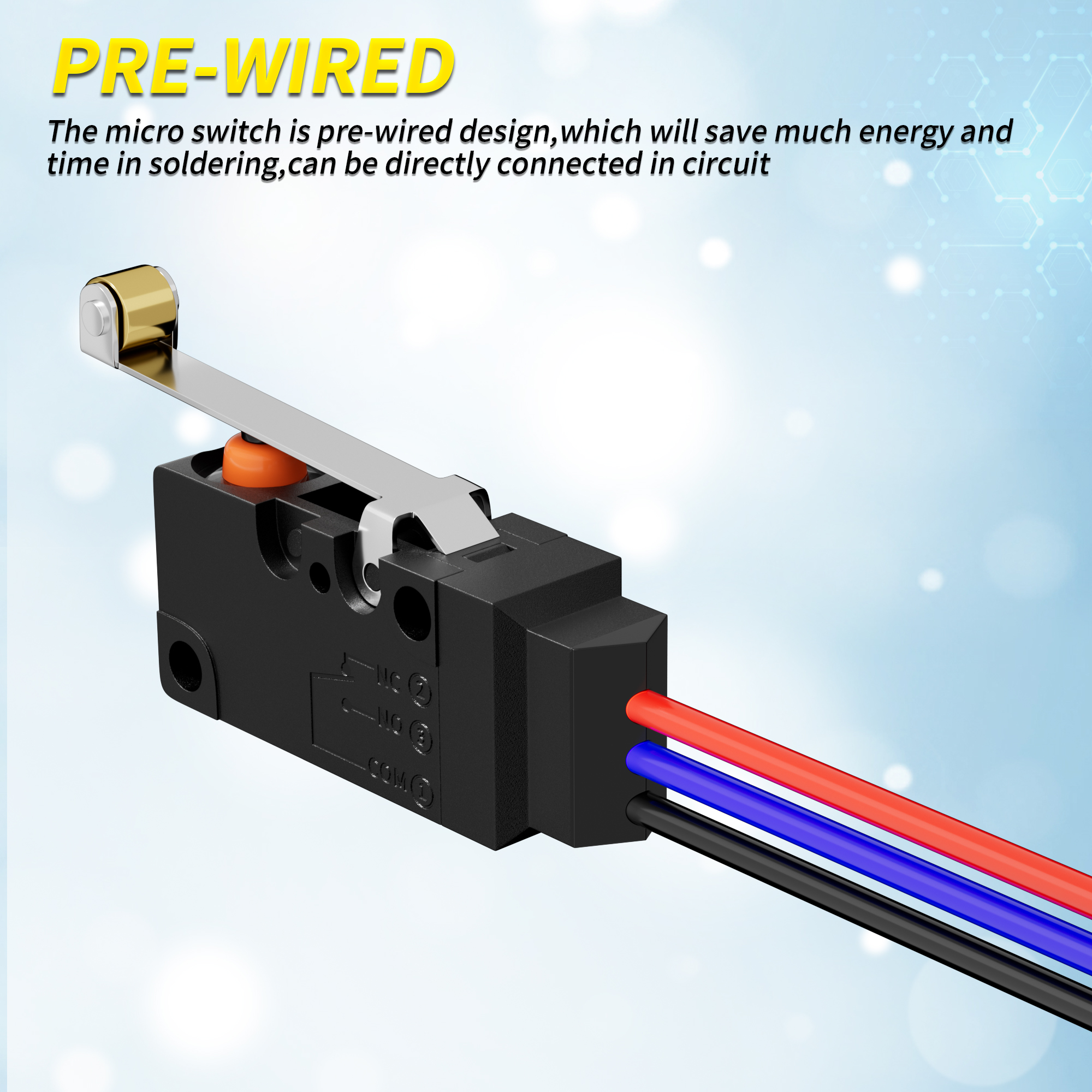 WS2-Z5-W200200 SPDT 3 Pin 125/250V 10A Micro Limit Switch with Long Roller