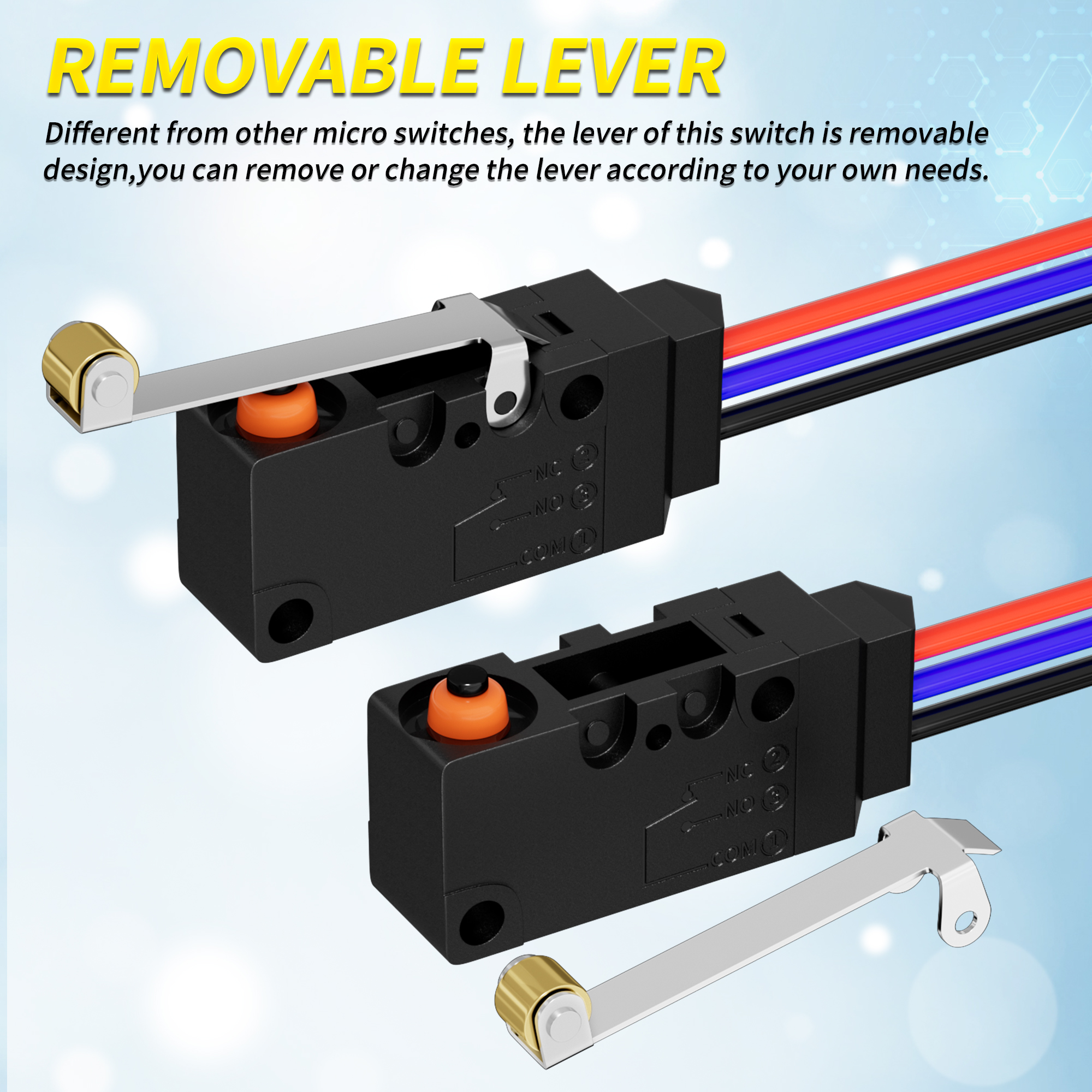 WS2-Z5-W200200 SPDT 3 Pin 125/250V 10A Micro Limit Switch with Long Roller