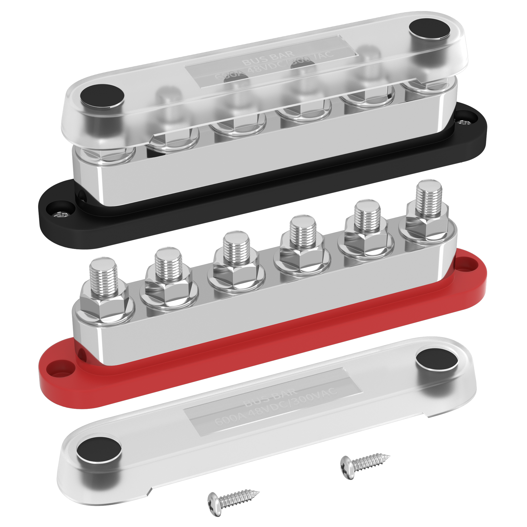 BB600-T6M10-C 600A 48VDC 6 x M10 (3/8″) Stud Power Bus Bar Distribution Block