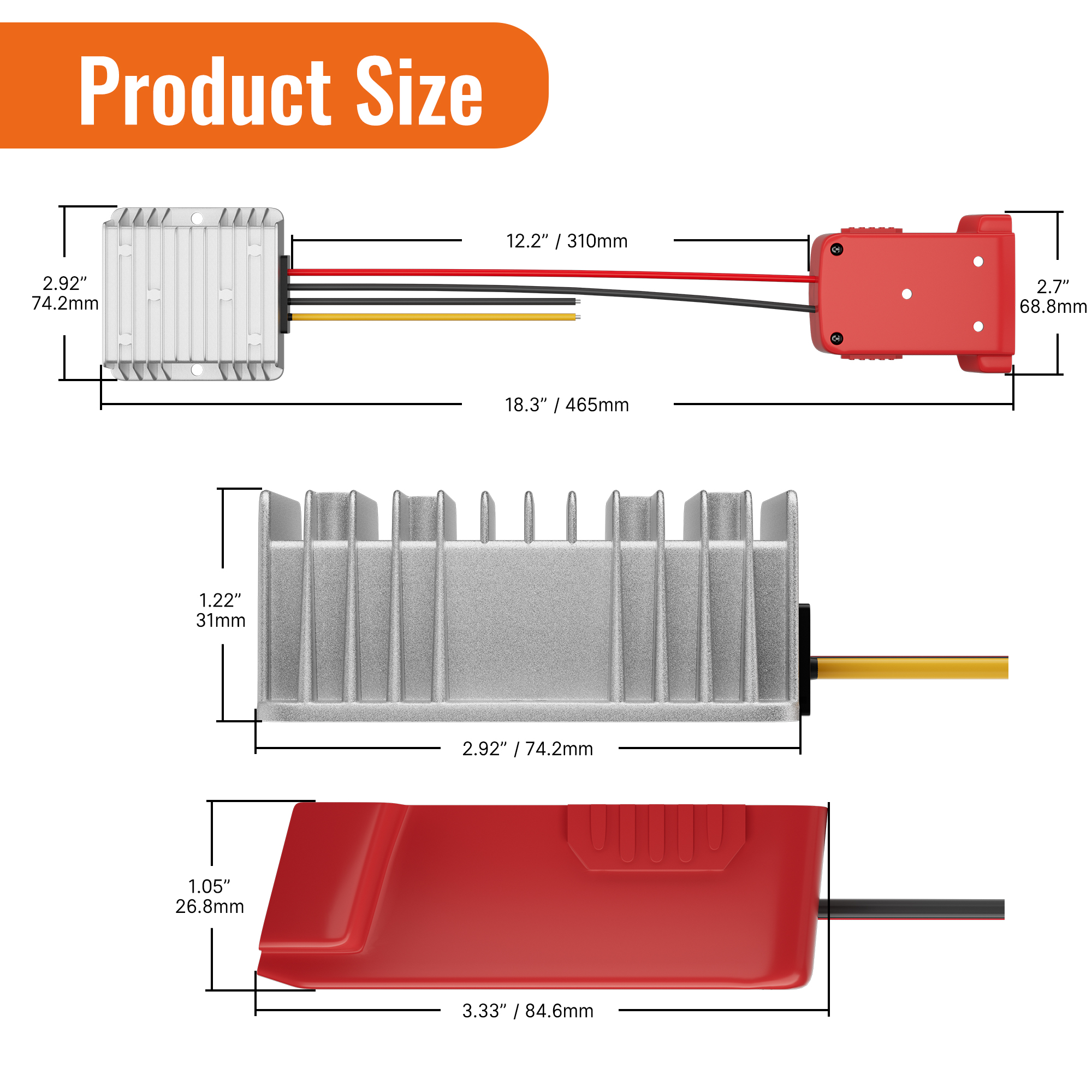 MWK-W1-12V20A Step Down DC 18V to 12V Converter Adapter Fit for Milwaukee M18 Batteries