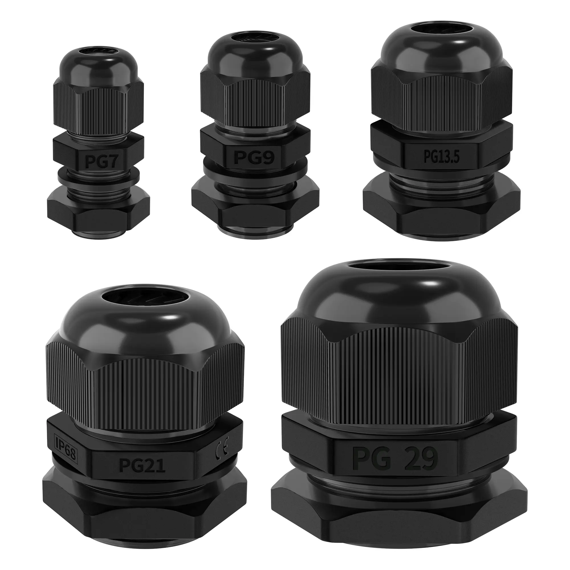 4C 12mm Nylon Cable Gland – 8mm Long Thread With Washer (40 Pack)