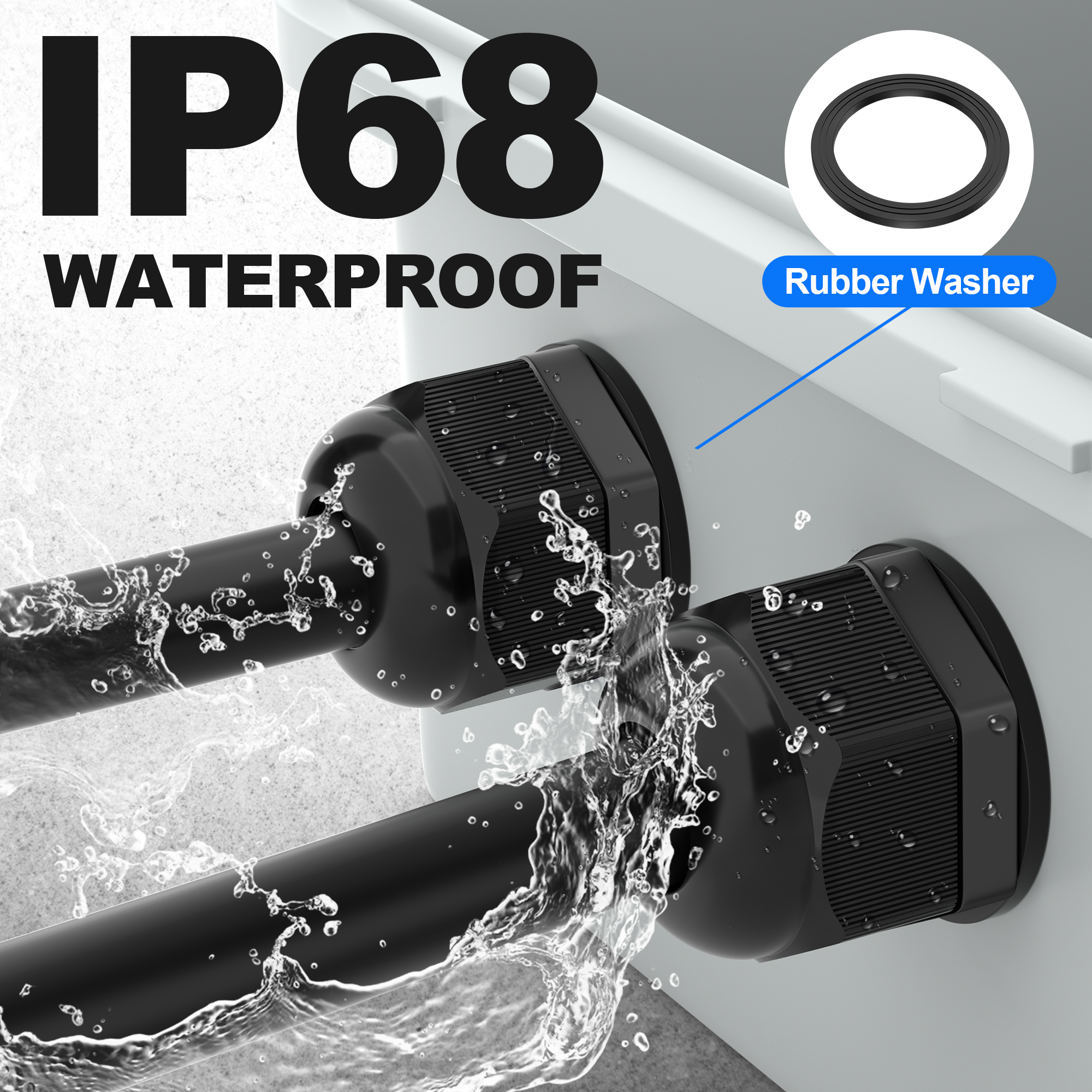 PG-72pcs IP68 PG7 PG9 PG13.5 PG21 PG29 Thread Nylon Straight Cable Gland for 3-25mm Cable