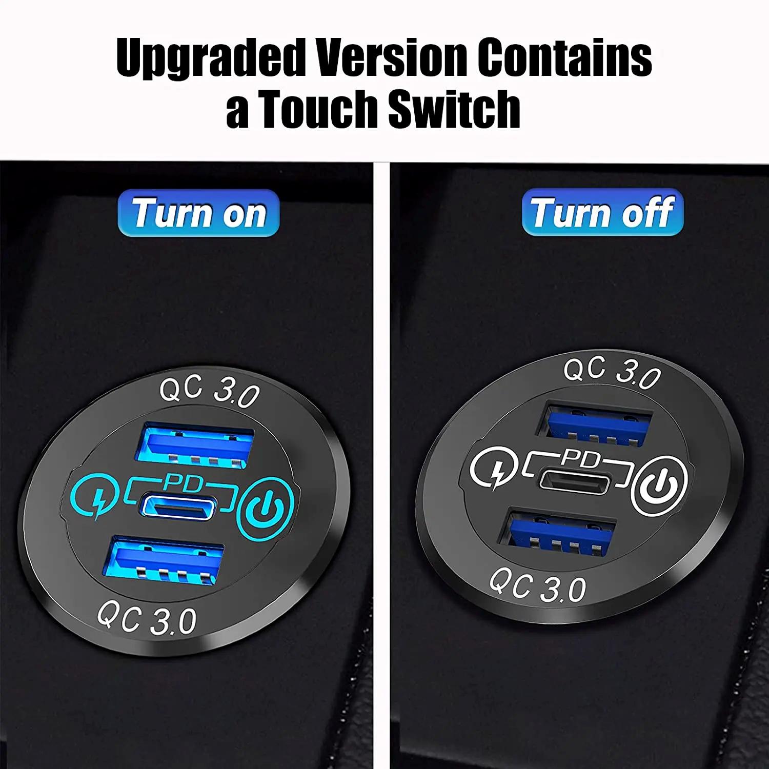 DS2013-P13 3 Ports 12V USB Car Charger with 30W PD3.0 USB-C and Dual 18W QC3.0 Ports