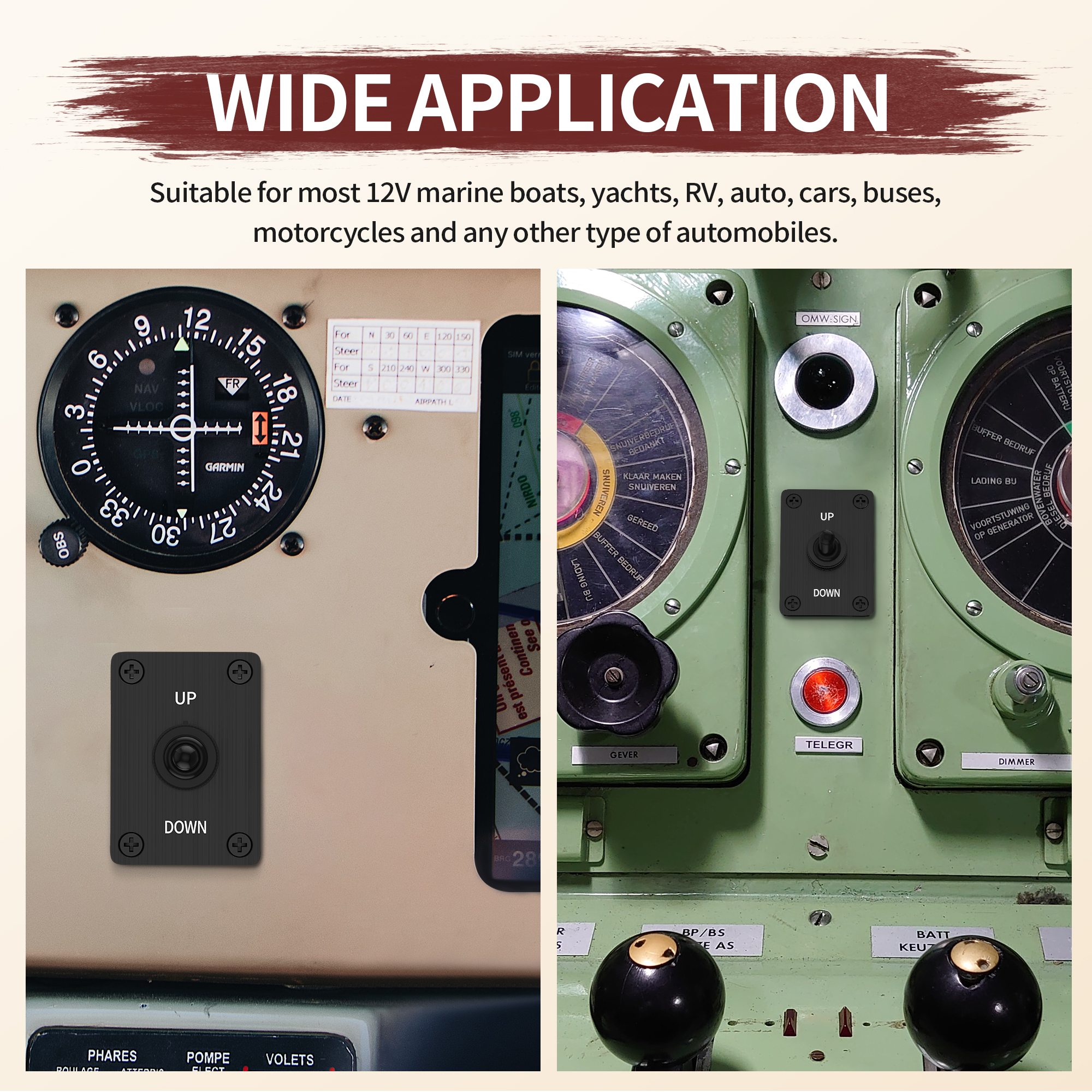 KN3C-123AP+UPDOWN 30A 12V DC 3-Pin Momentary Toggle Switch with UP/Down Mounting Plate