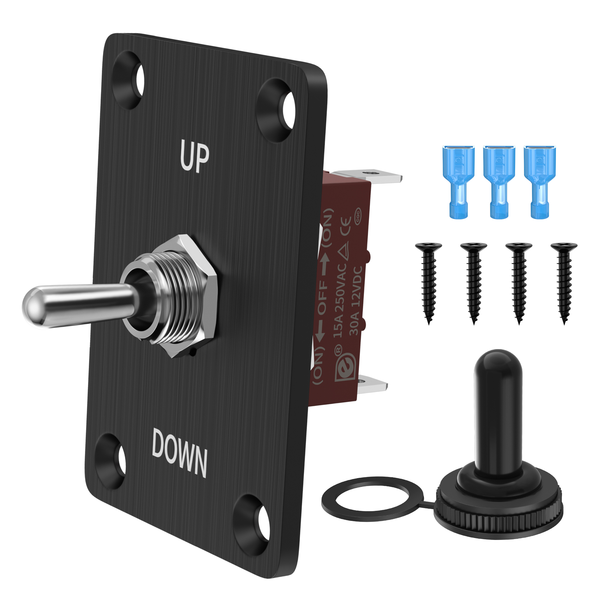 KN3C-123AP+UPDOWN 30A 12V DC 3-Pin Momentary Toggle Switch with UP/Down Mounting Plate