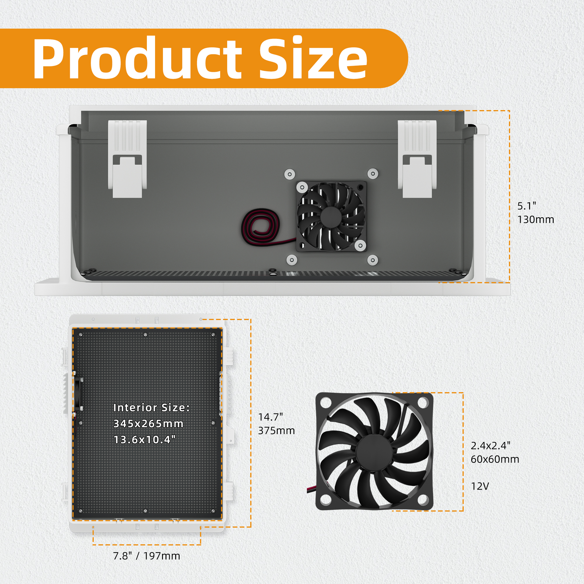 WB15.7X11X5.9-JFFD Outdoor NEMA ABS Plastic Waterproof Junction Box Kit with Fan – 15.7″x11″x5.9″