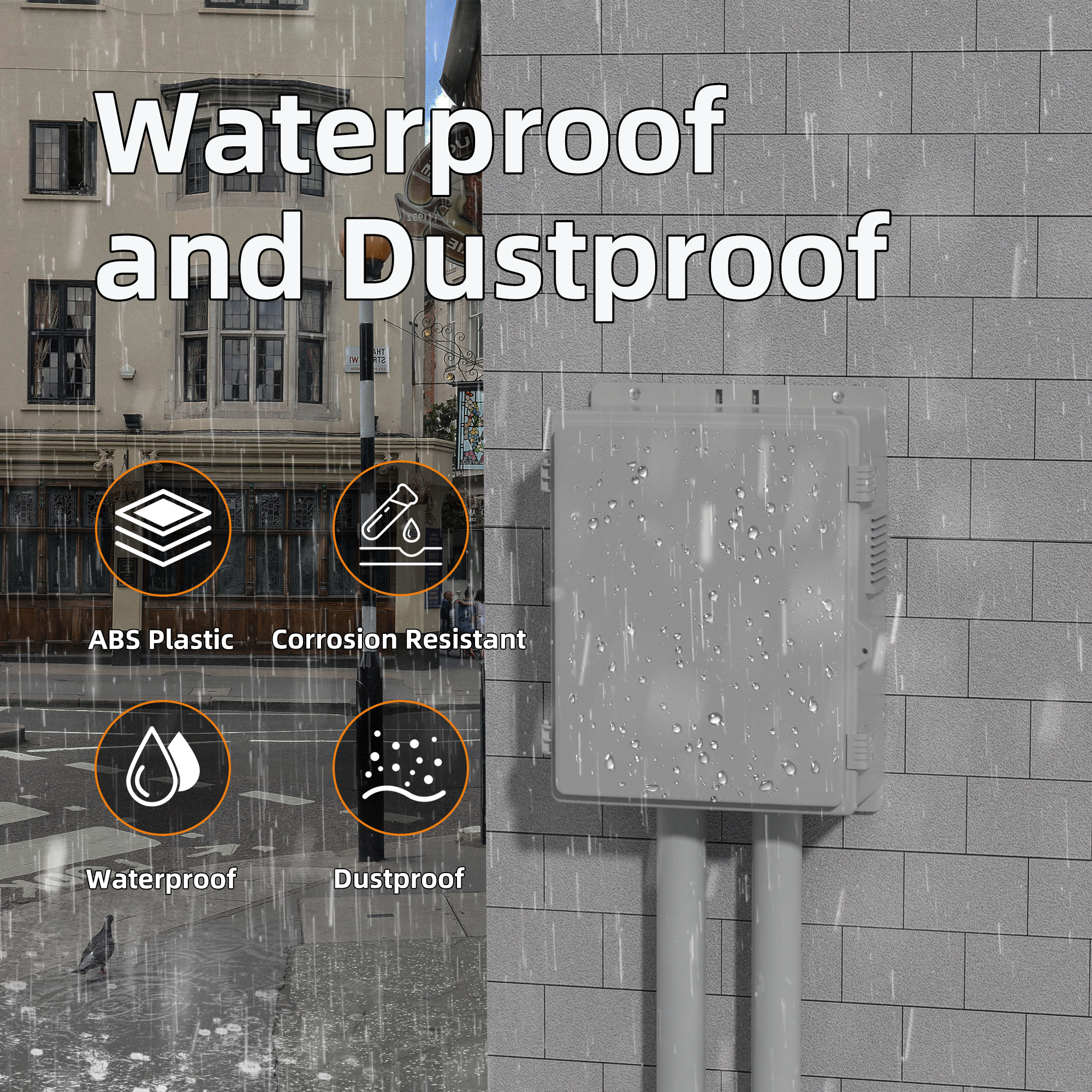 WB15.7X11X5.9-JFFD Outdoor NEMA ABS Plastic Waterproof Junction Box Kit with Fan – 15.7″x11″x5.9″