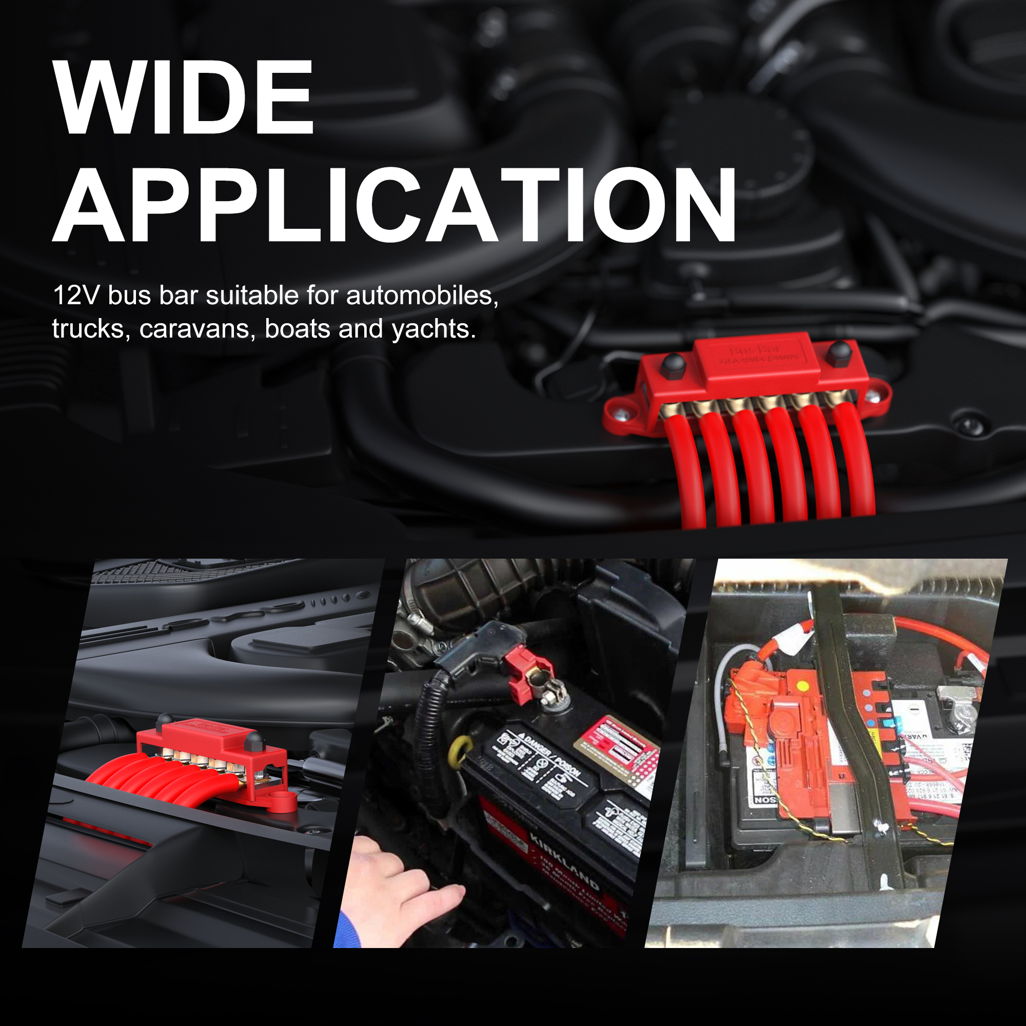 BB275-T6M8-C 275A 48VDC 6×M8 Studs Bus Bar Battery Power Distribution Block