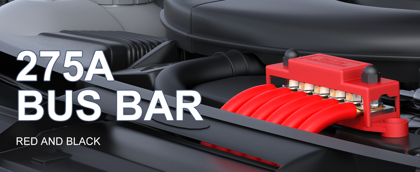 BB275-T6M8-C 275A Bus Bar Red and Black