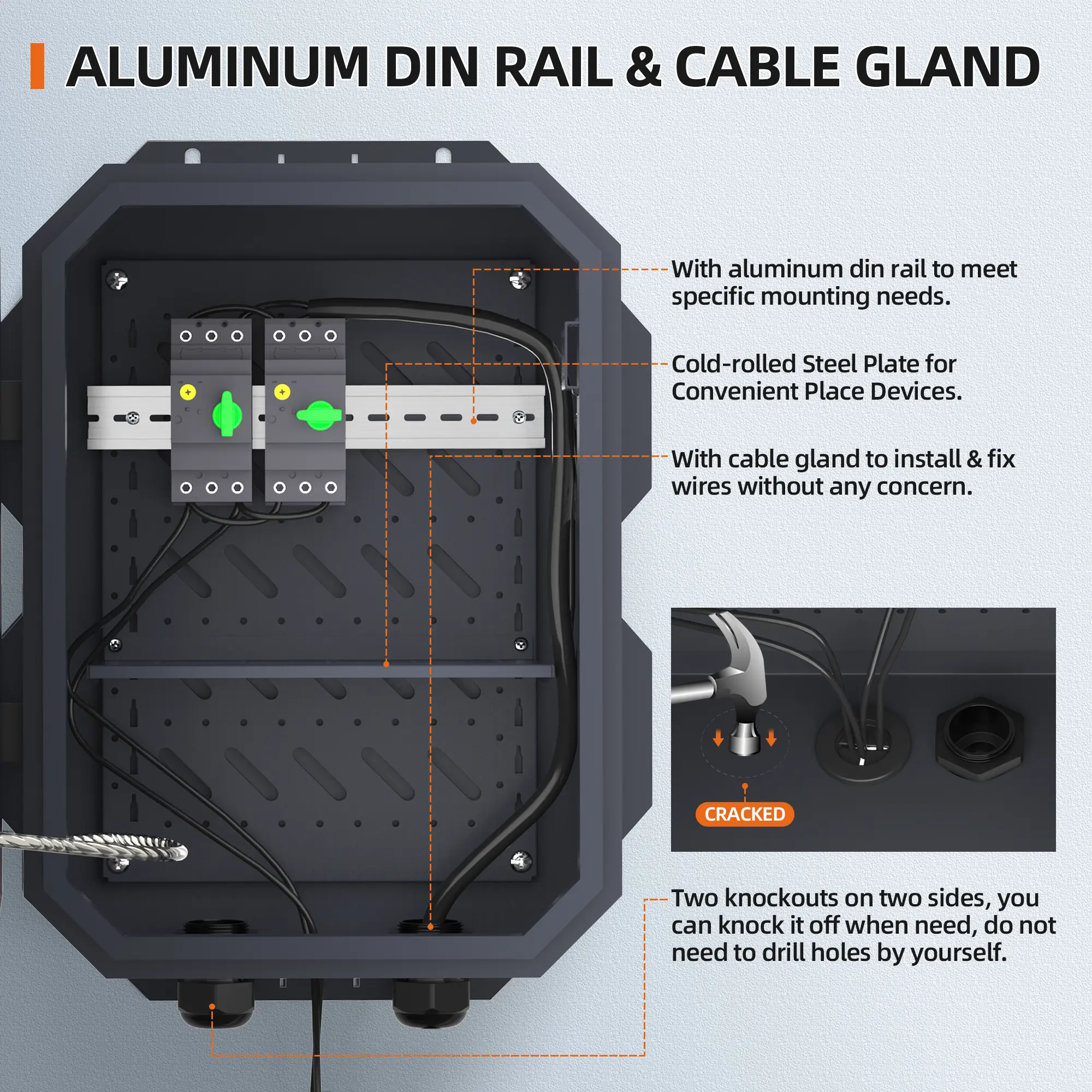 Weatherproof Vented Outdoor Enclosure Box Kit With Cold-Rolled Steel Plate  - 15.7\, image size:2000x2000