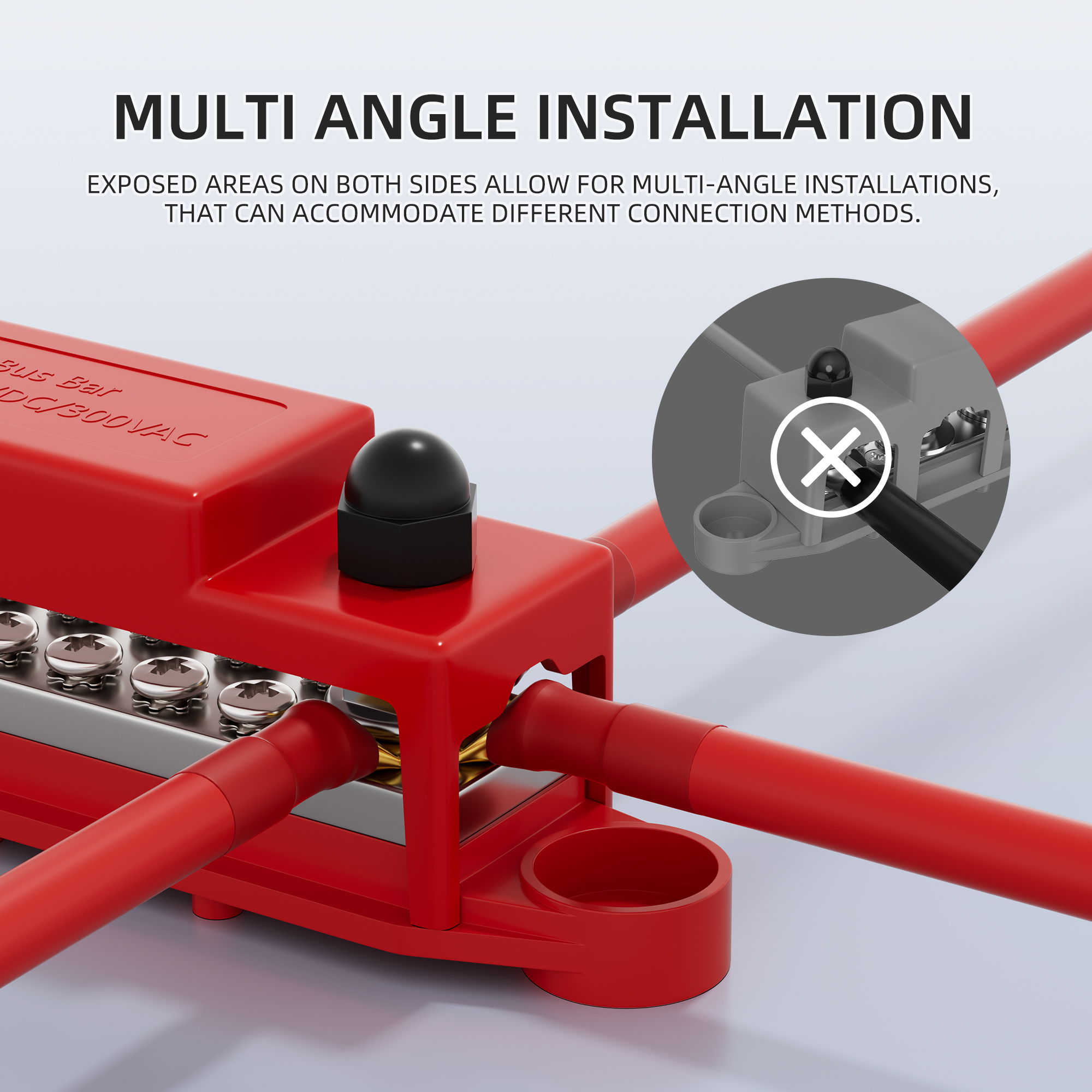 BB275-T2M8S14-C 275A Terminal Busbar Block with 2×M8 Studs and 14×M4 Screws