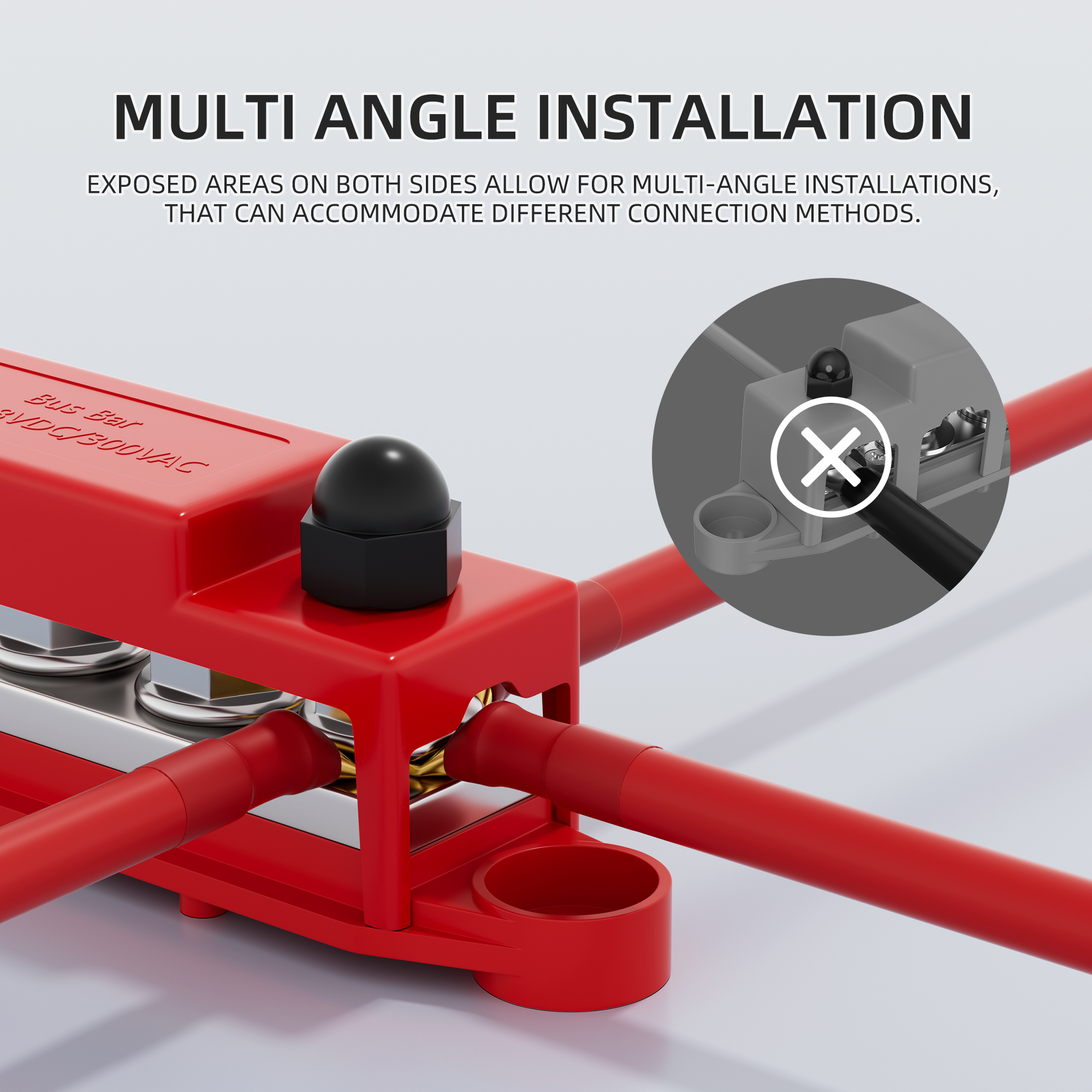 BB275-T5M10-C 275A 48VDC M10(3/8″) 5 Stud Bus Bar with Protect Cover