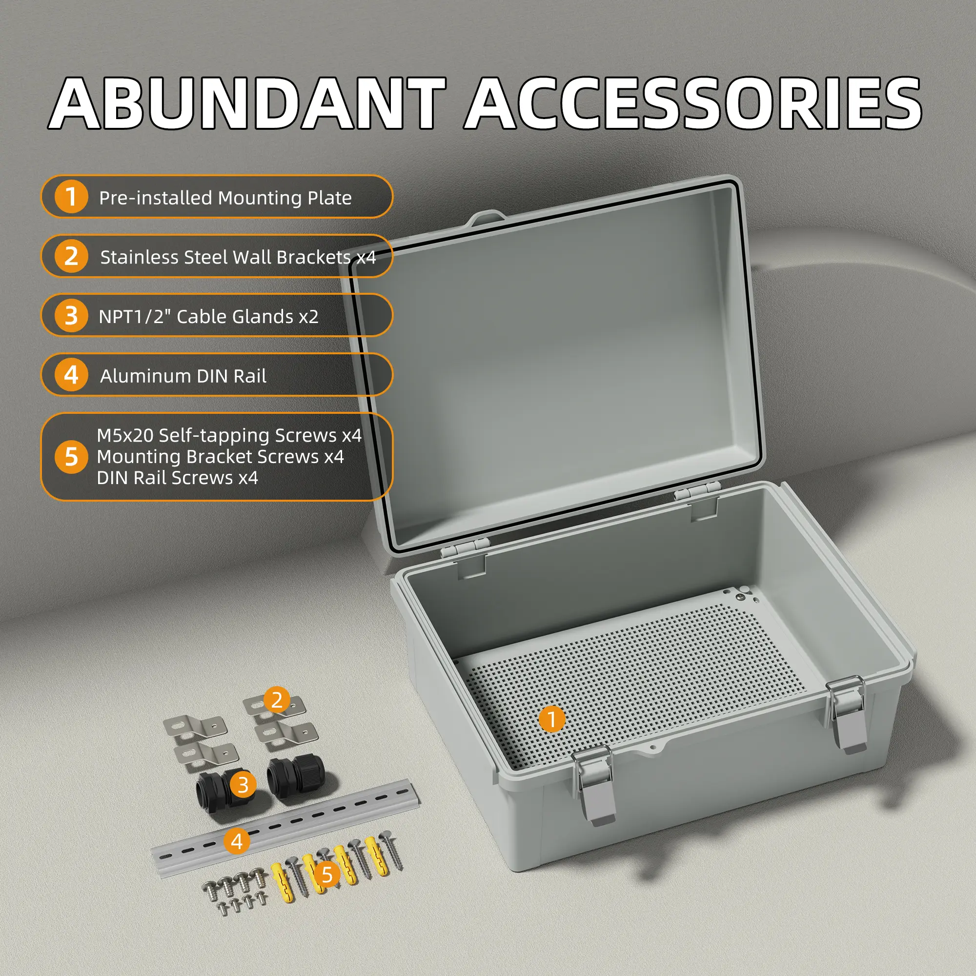 Weatherproof ABS Plastic Large Junction Box - 15.7