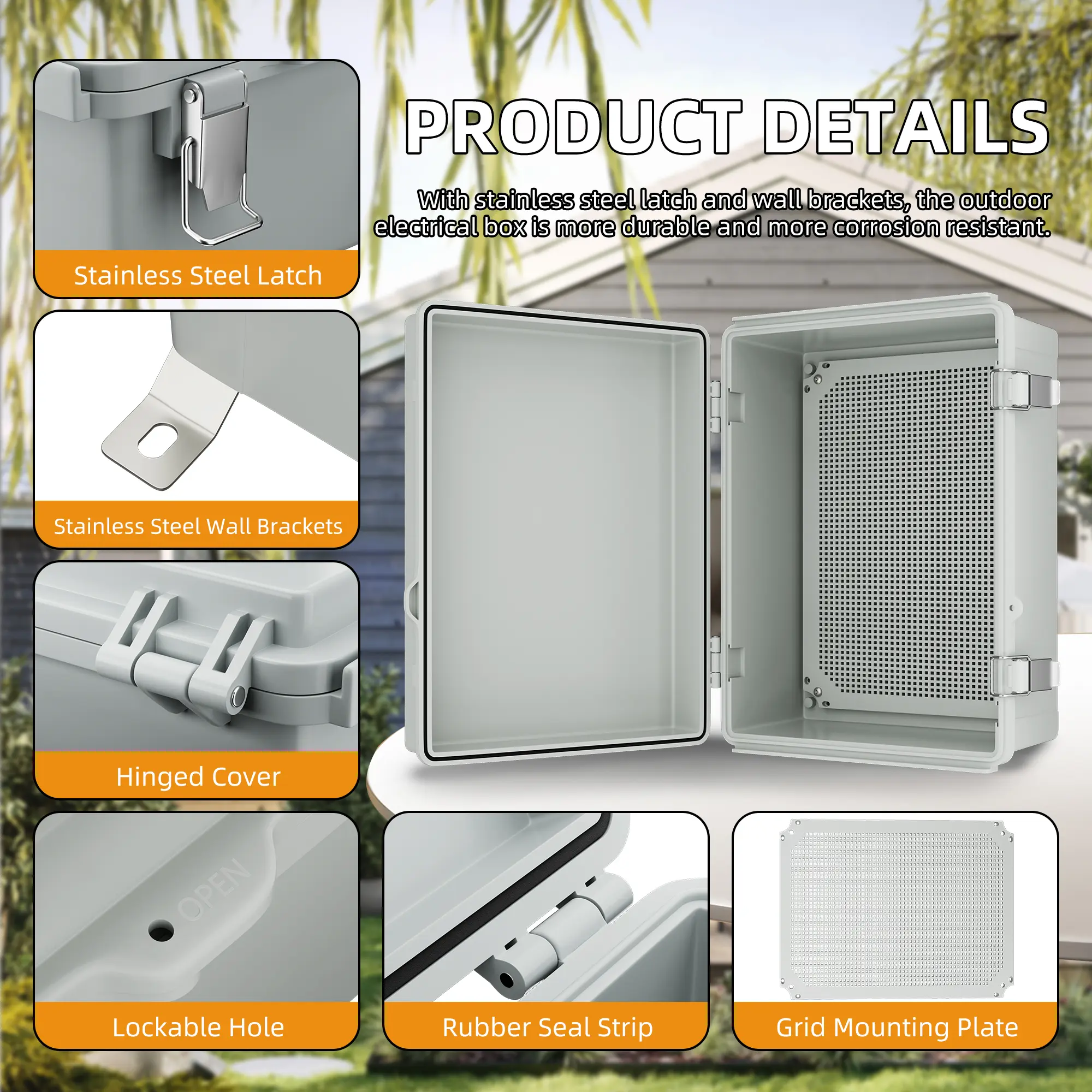 Weatherproof ABS Plastic Large Junction Box - 15.7