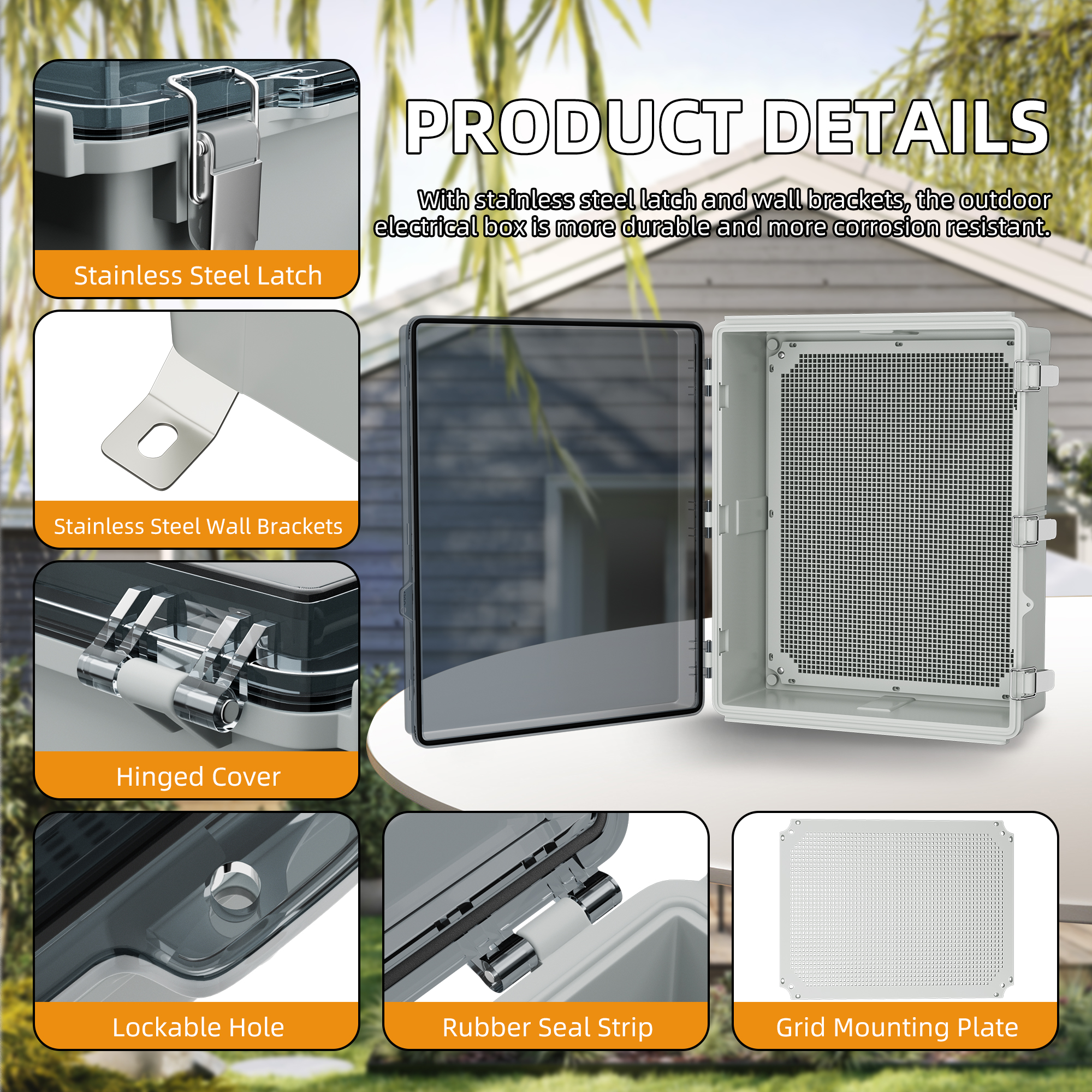 BG50X40X20T-JFFD Transparent Plastic Outdoor Weather Resistant Electrical Box – 19.7″x15.7″x7.9″