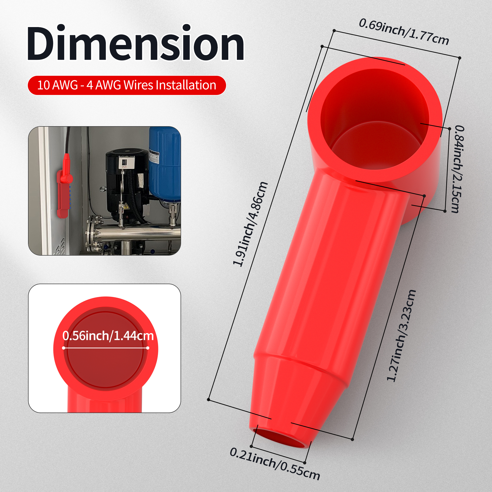 CCI10-25 10 AWG – 4 AWG Silicone Battery Terminal Cover for Alternator Battery Stud and Power Junction Blocks