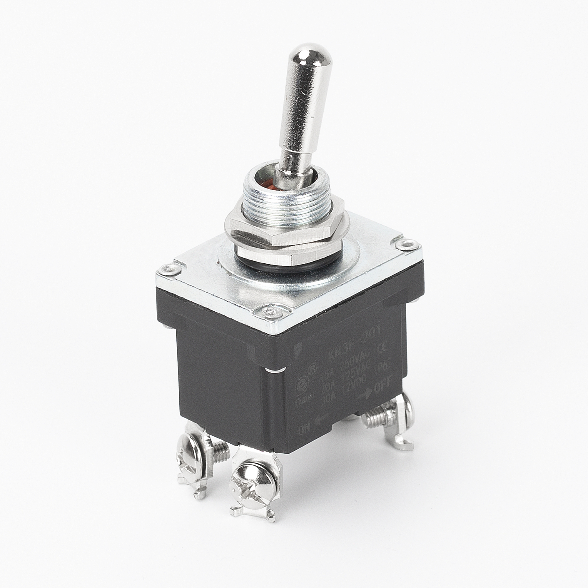 KN3F-201 IP67 Waterproof 30A 12VDC ON-OFF 4 Terminal DPST Toggle Switch For Multi-Circuit Control