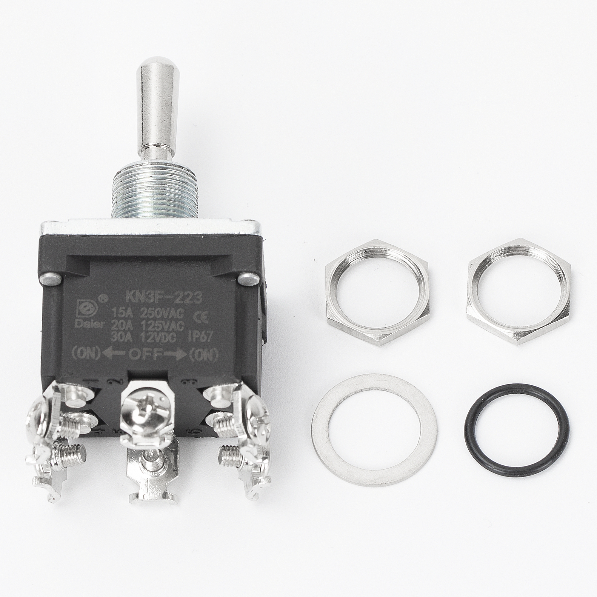 KN3F-203/KN3F-223 30A 12VDC IP67 Latching/Momentary DPDT 6 Pin Toggle Switch