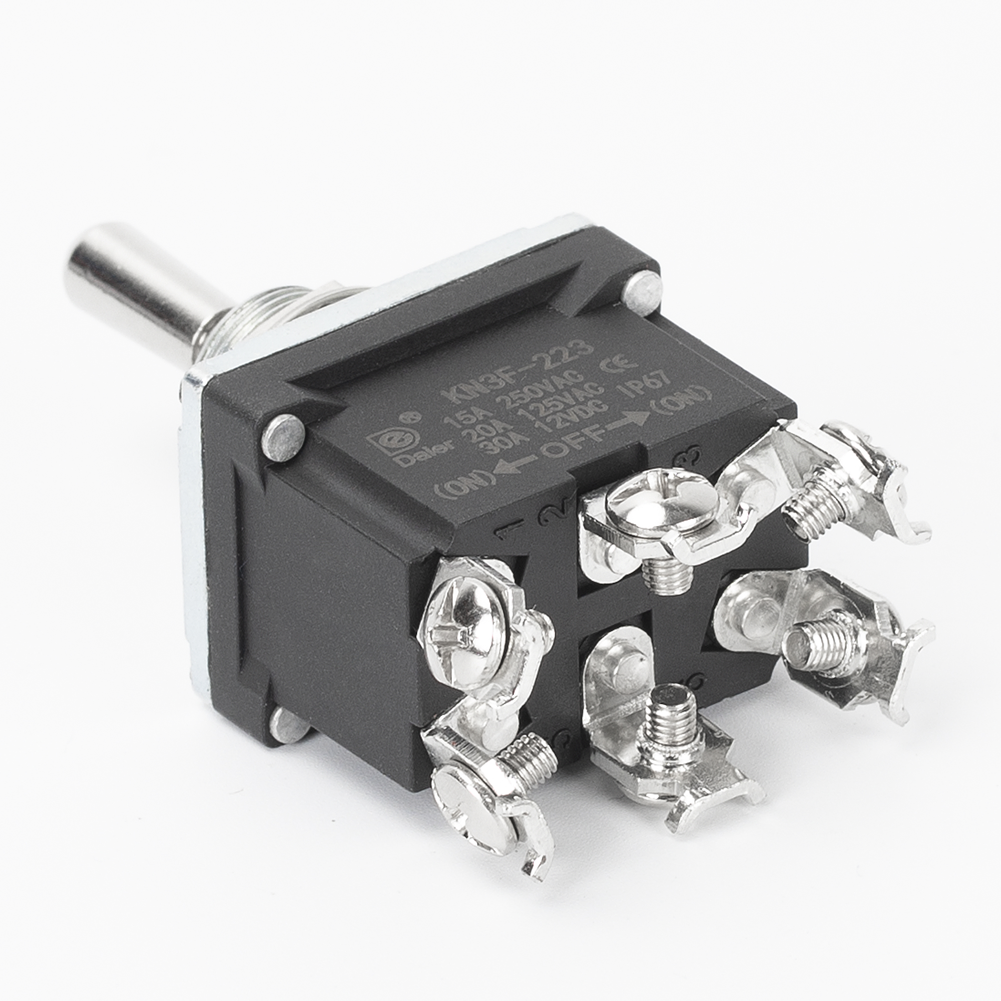 KN3F-203/KN3F-223 30A 12VDC IP67 Latching/Momentary DPDT 6 Pin Toggle Switch