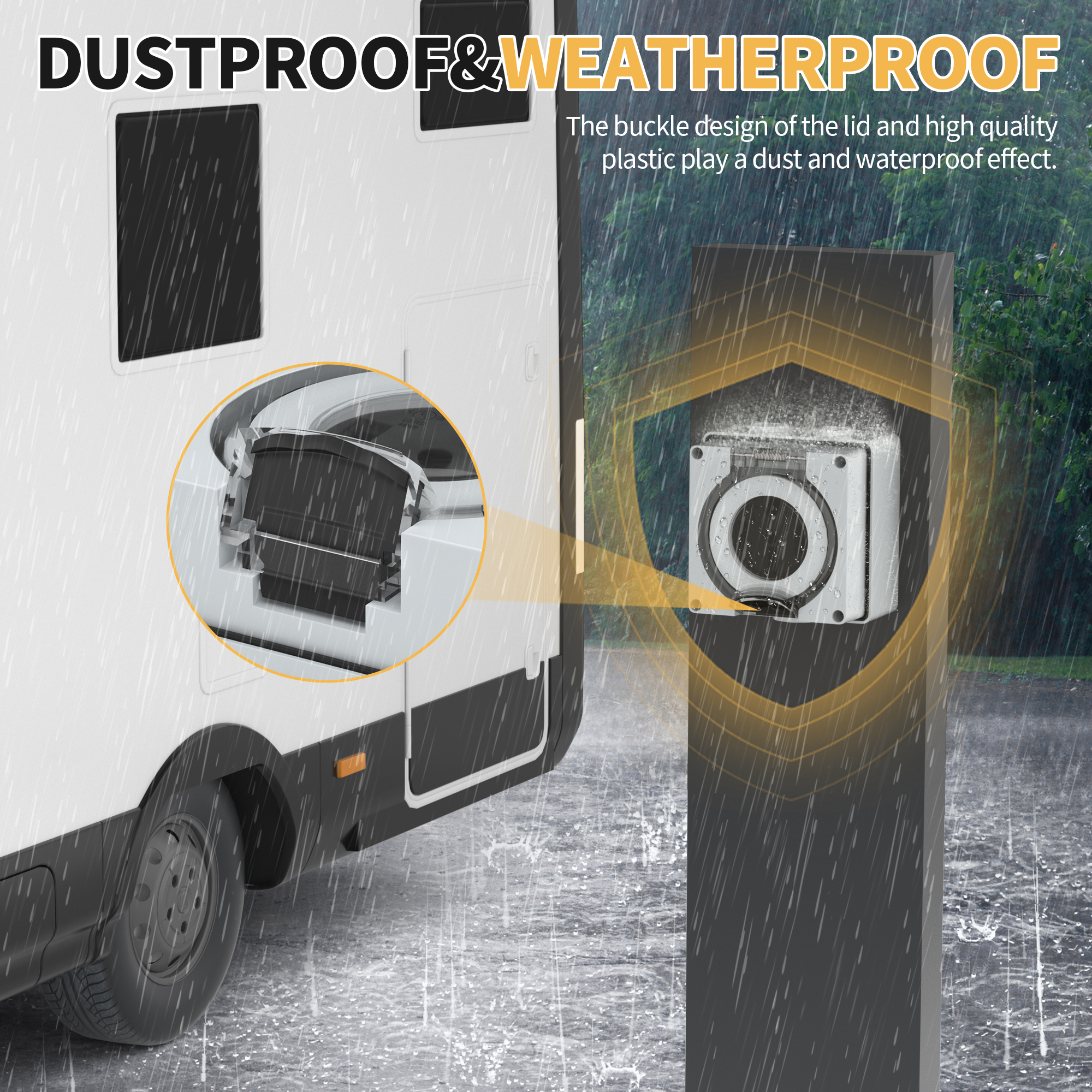 POP-2-50A Weatherproof 125V/250V RV 50 Amp Outlet Box – Nema 14-50R