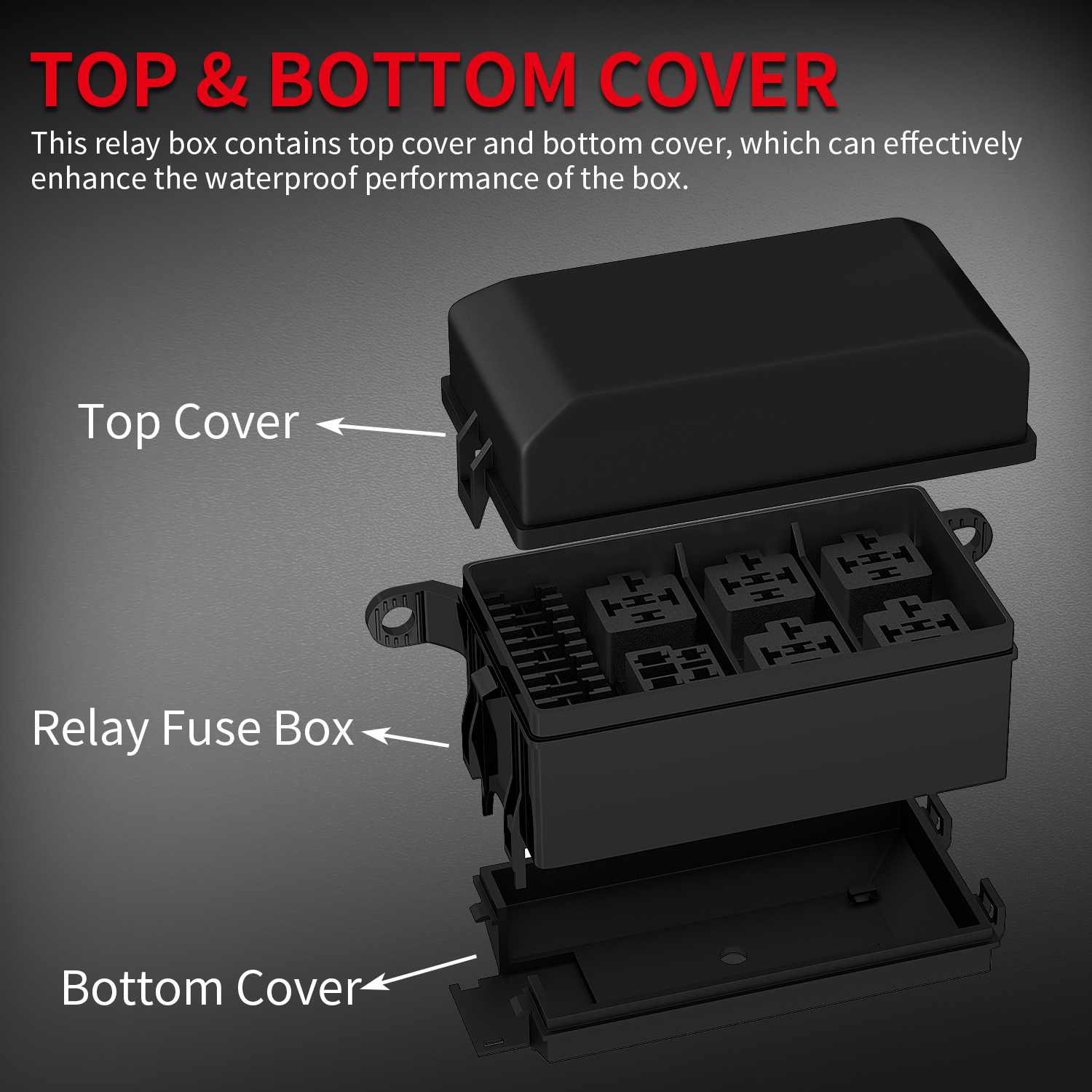 RB-R6F6-2-RF 6 Way 12V Relay Box Kit with 5-Pin Relays and ATC/ATO Fuses