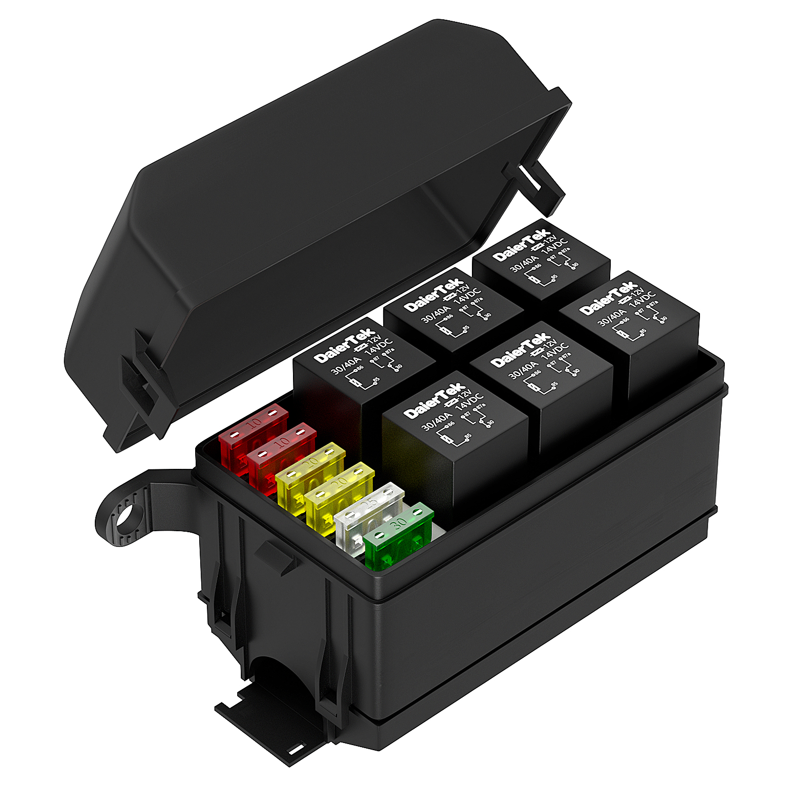 RB-R6F6-2-RF 6 Way 12V Relay Box Kit with 5-Pin Relays and ATC/ATO Fuses
