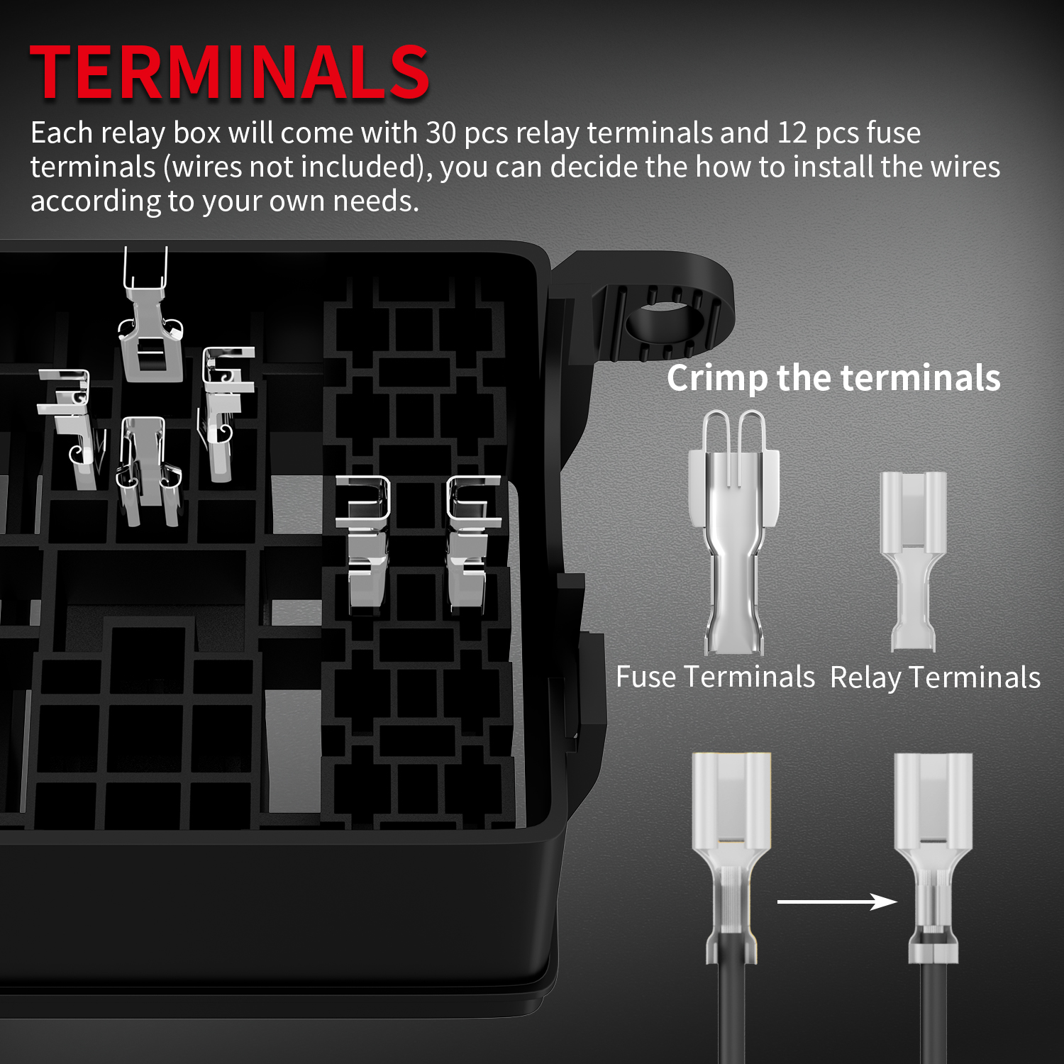 RB-R6F6-2-RF 6 Way 12V Relay Box Kit with 5-Pin Relays and ATC/ATO Fuses
