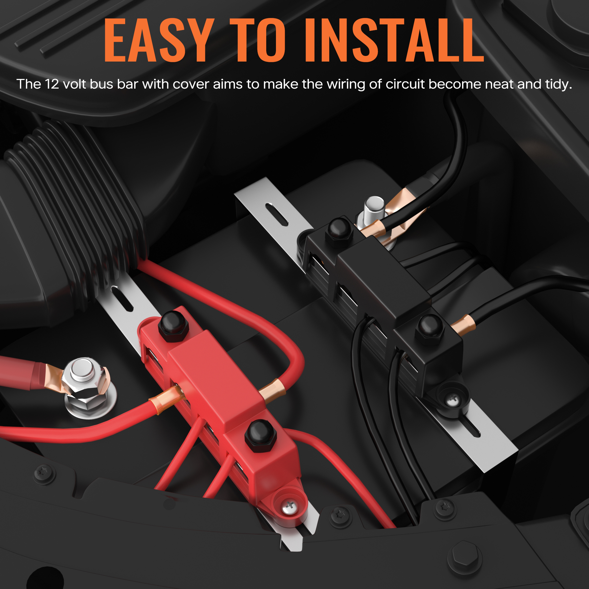 BB400-T4M8/M10S3-C-2 400A Bus Bar Terminal Block with 4×3/8″(M10) or 5/16″(M8) Studs