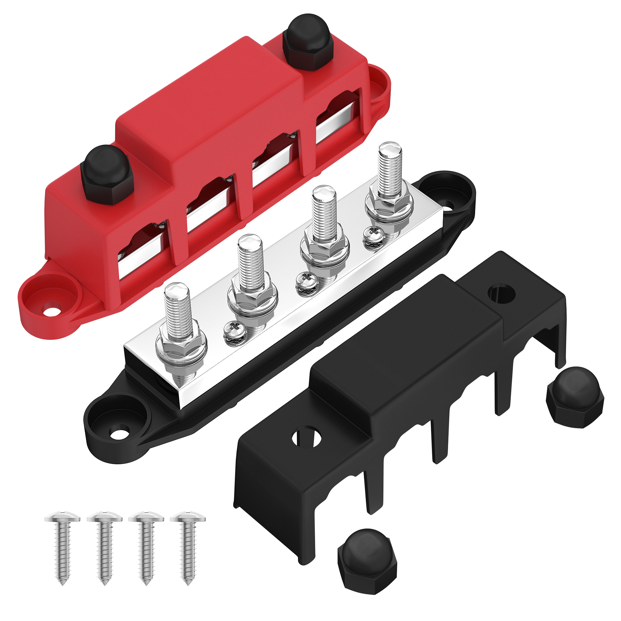 BB400-T4M8/M10S3-C-2 400A Bus Bar Terminal Block with 4×3/8″(M10) or 5/16″(M8) Studs