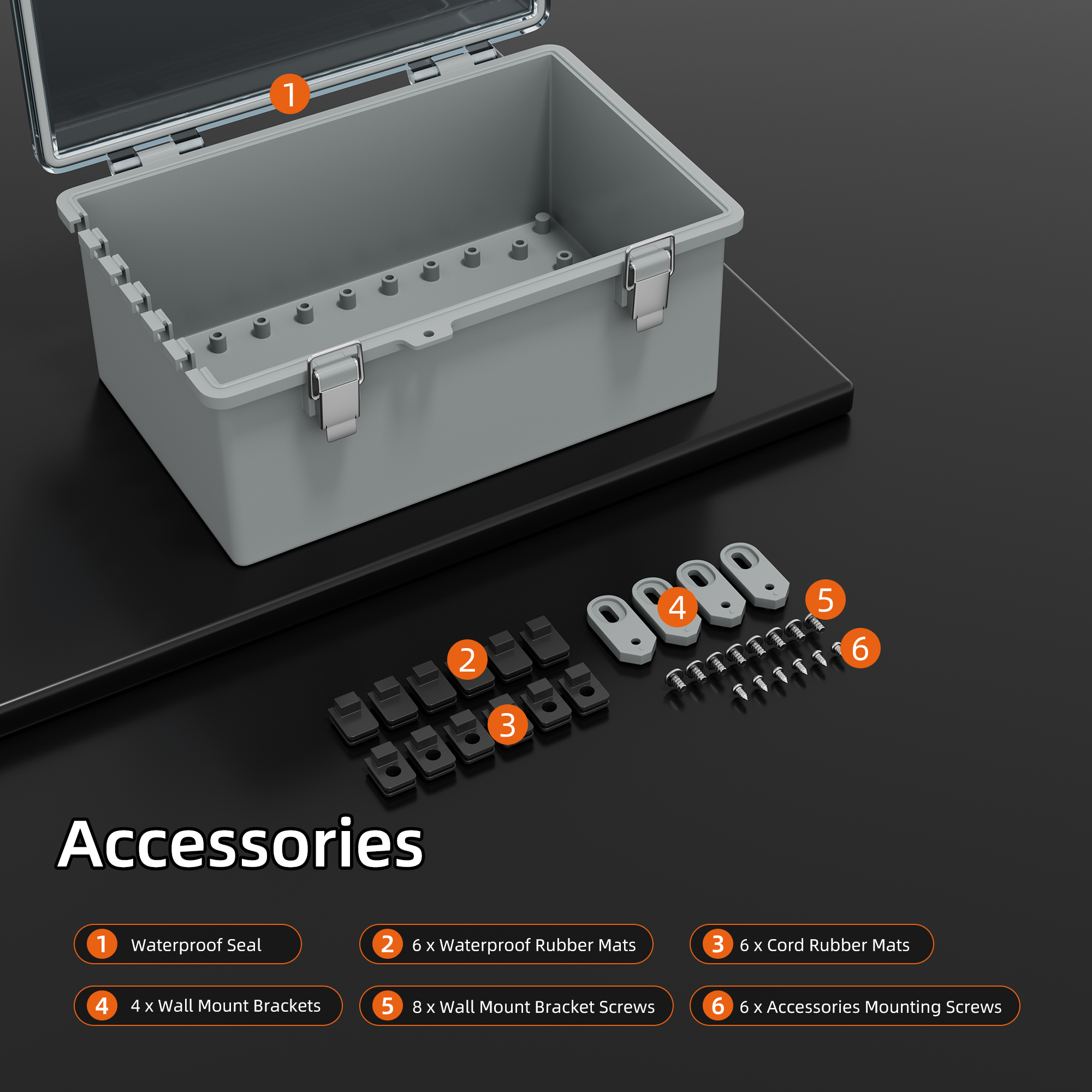 BG28X19X14T-2 Outdoor Power Strip Cord Electronics Box for 14 AWG/3C Cable – 11″x7.5″x5.5″