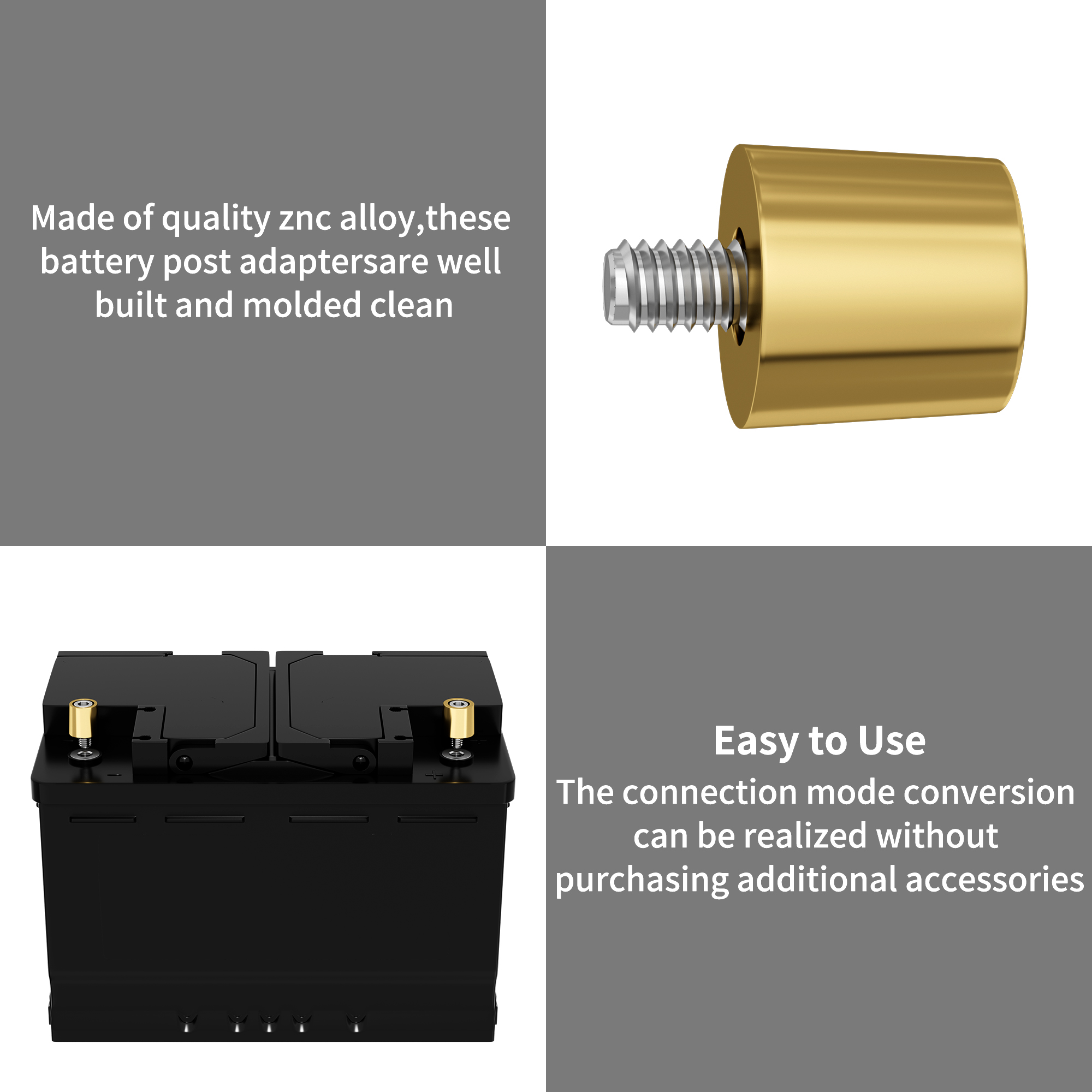 BTP-2M-M8 Automotive Battery Post Adapter for M8 Top or Side Terminal Charging Posts