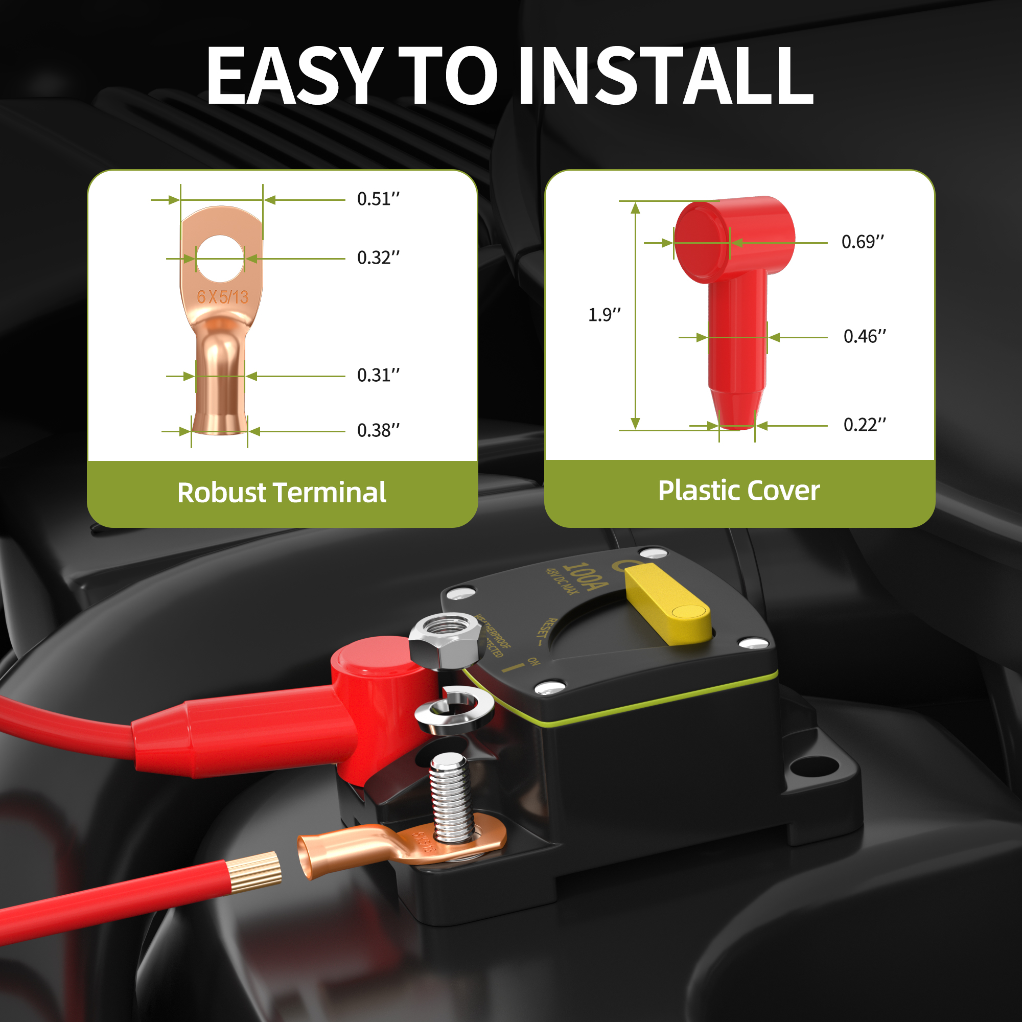 CB-61 30A-300A 12V-48V DC 187 Type Marine Rated Circuit Breaker with Manual Reset – Surface Mount