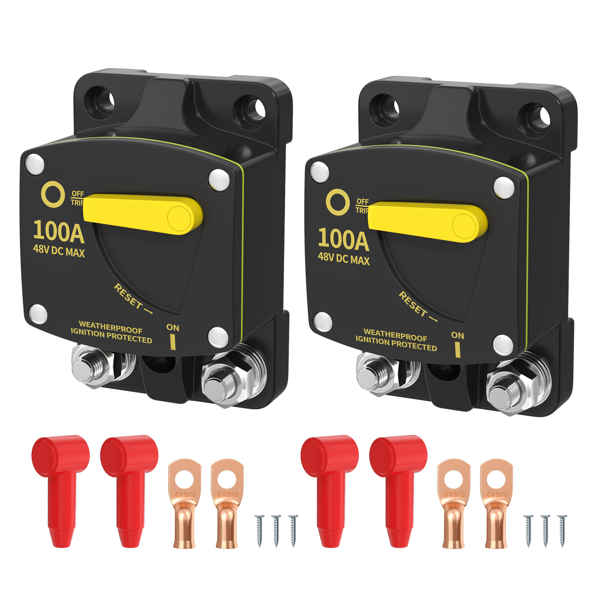 CB-61 30A-300A 12V-48V DC 187 Type Marine Rated Circuit Breaker with Manual Reset – Surface Mount