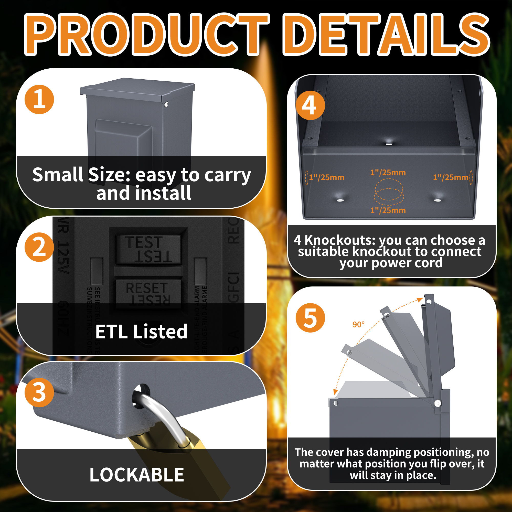 POP-2-40A Backyard Outdoor Electrical Outlet with Dual 20 AMP WRTR GFCI Receptacles ETL Listed