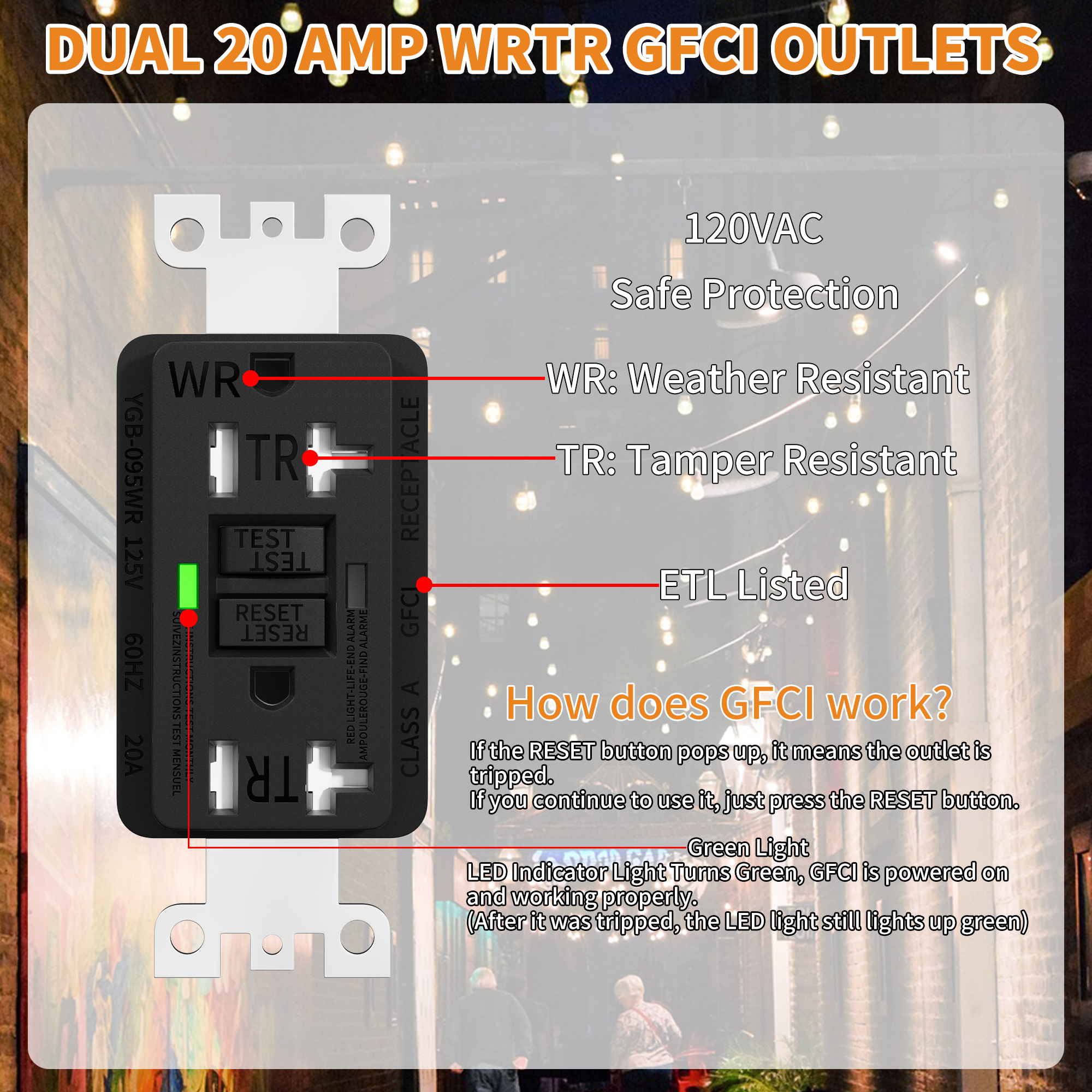 POP-2-40A Backyard Outdoor Electrical Outlet with Dual 20 AMP WRTR GFCI Receptacles ETL Listed