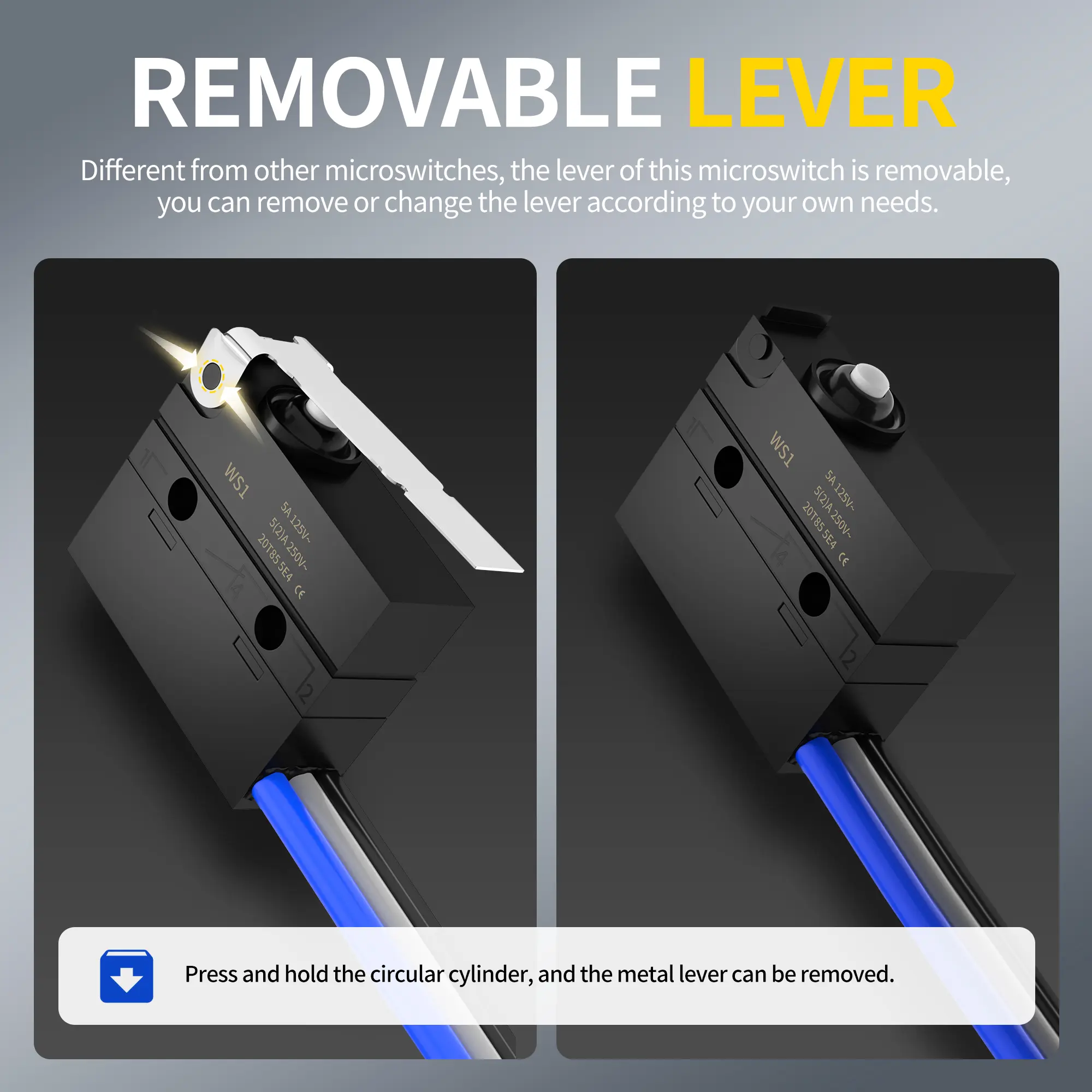 6A 12V DC IP67 Waterproof Micro Limit Switch With Middle Lever And