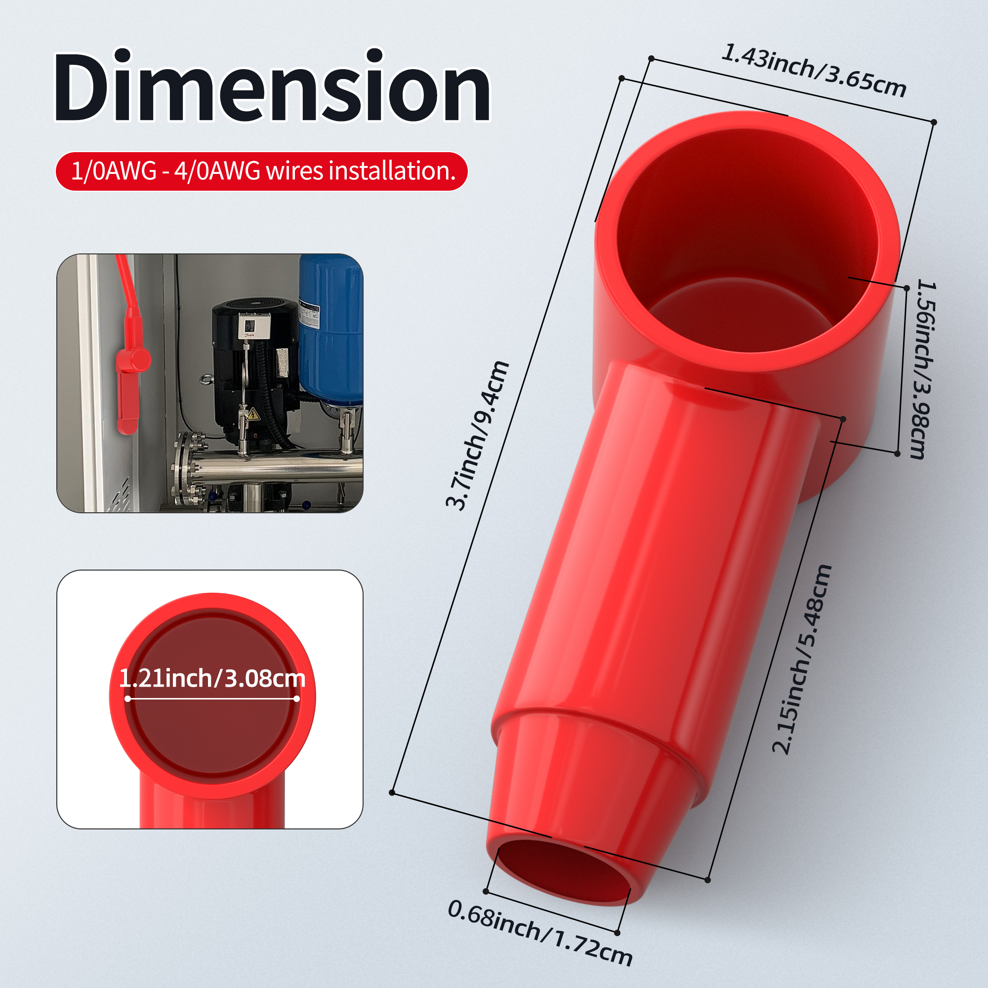 CCI50-95 1/0AWG-4/0AWG Silicone Battery Terminal and Lug Protector Boot
