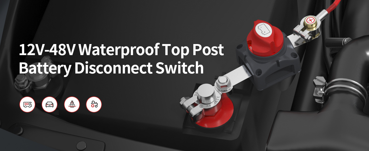 ASW-A701-KIT1 12-48V Waterproof Top Post Battery Disconnect Switch